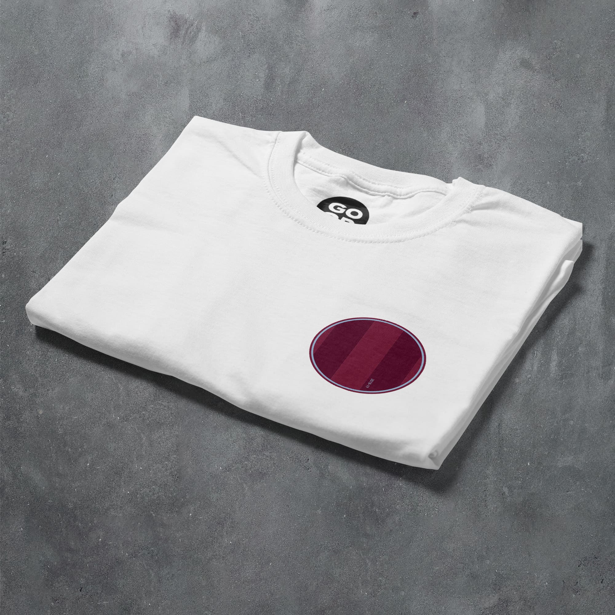 a white t - shirt with a red circle on it