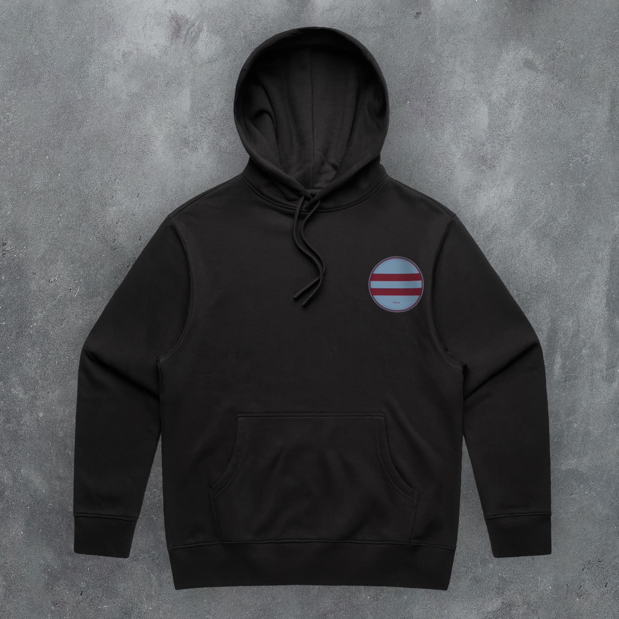 a black hoodie with the american flag on it