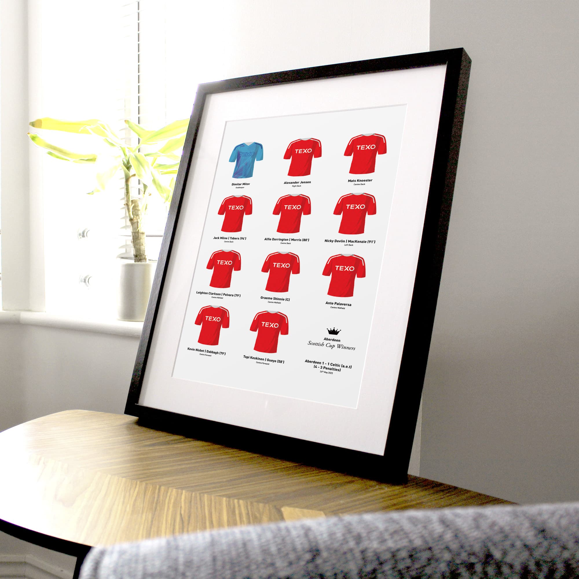 Aberdeen 2025 Scottish Cup Winners Football Team Print