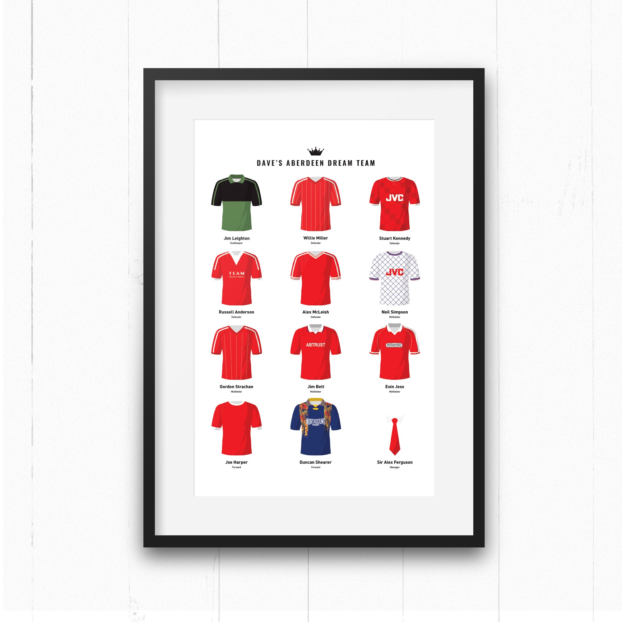 PERSONALISED Aberdeen Dream Team Football Print