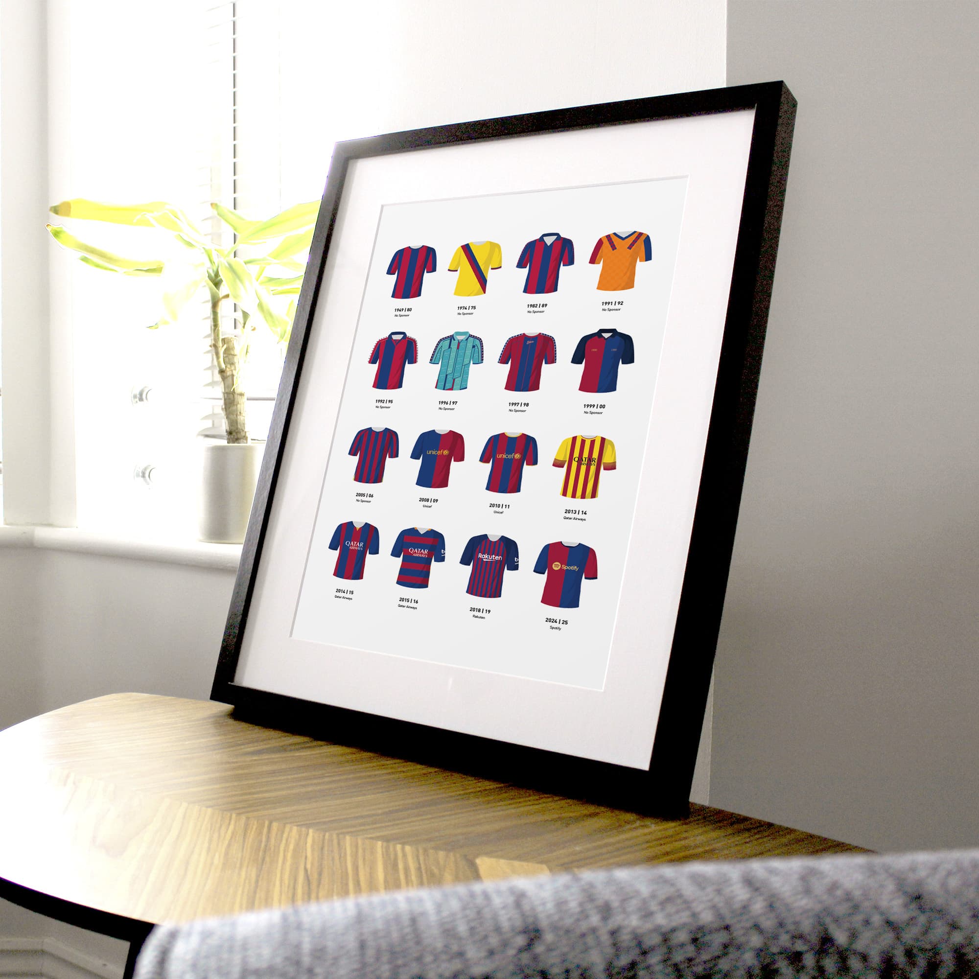 Barcelona Classic Kits Football Team Print