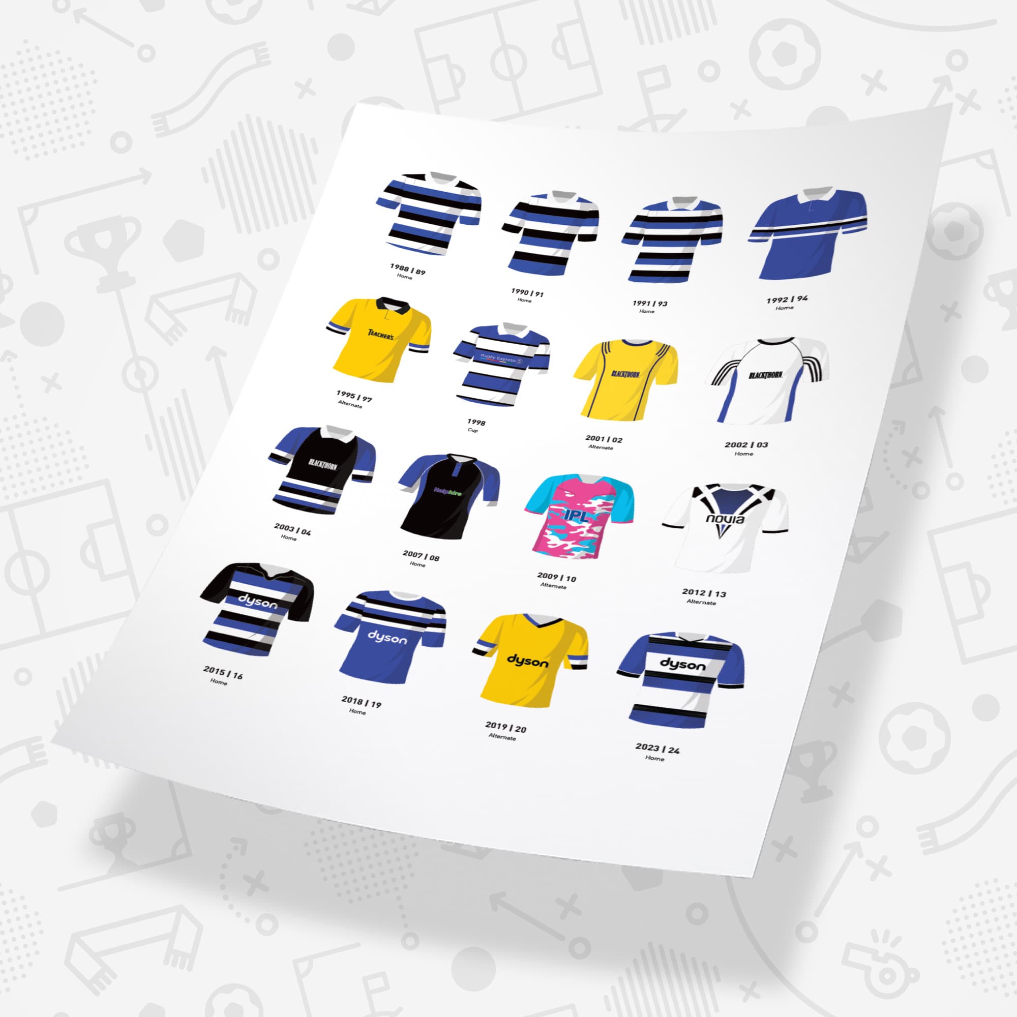 Bath Classic Kits Rugby Union Team Print