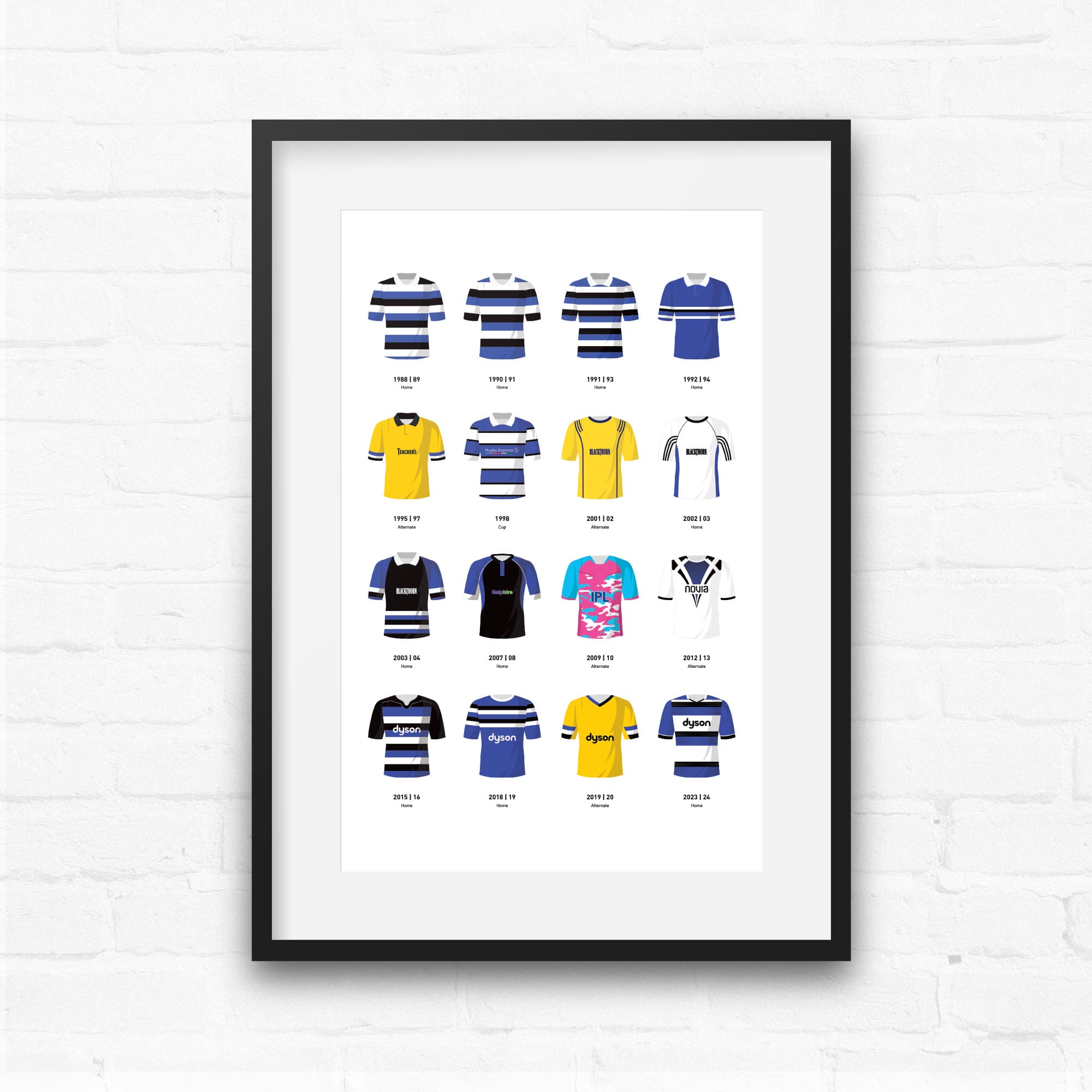 Bath Classic Kits Rugby Union Team Print Gift - Main Image