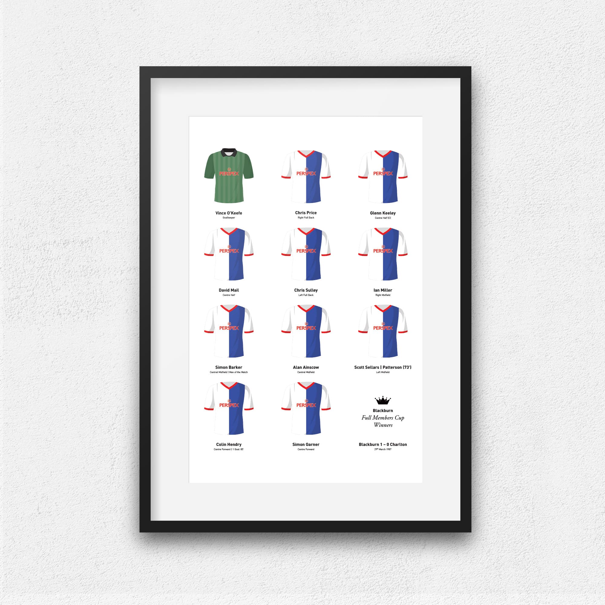 Blackburn 1987 Full Members Cup Winners Football Team Print