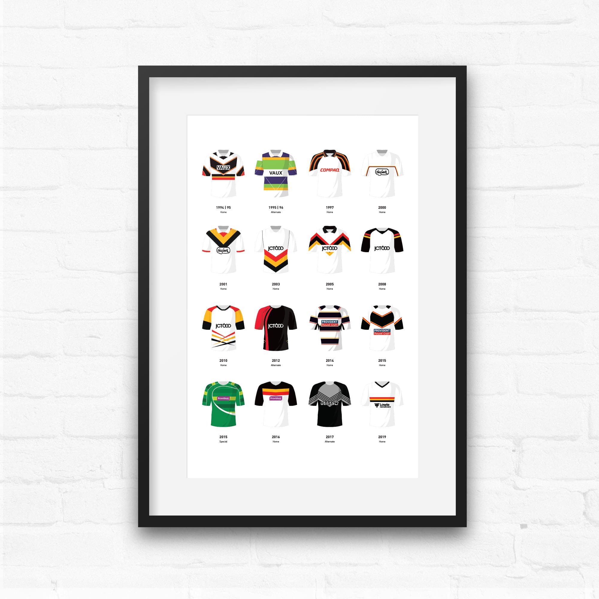 Bradford Classic Kits Rugby League Team Print