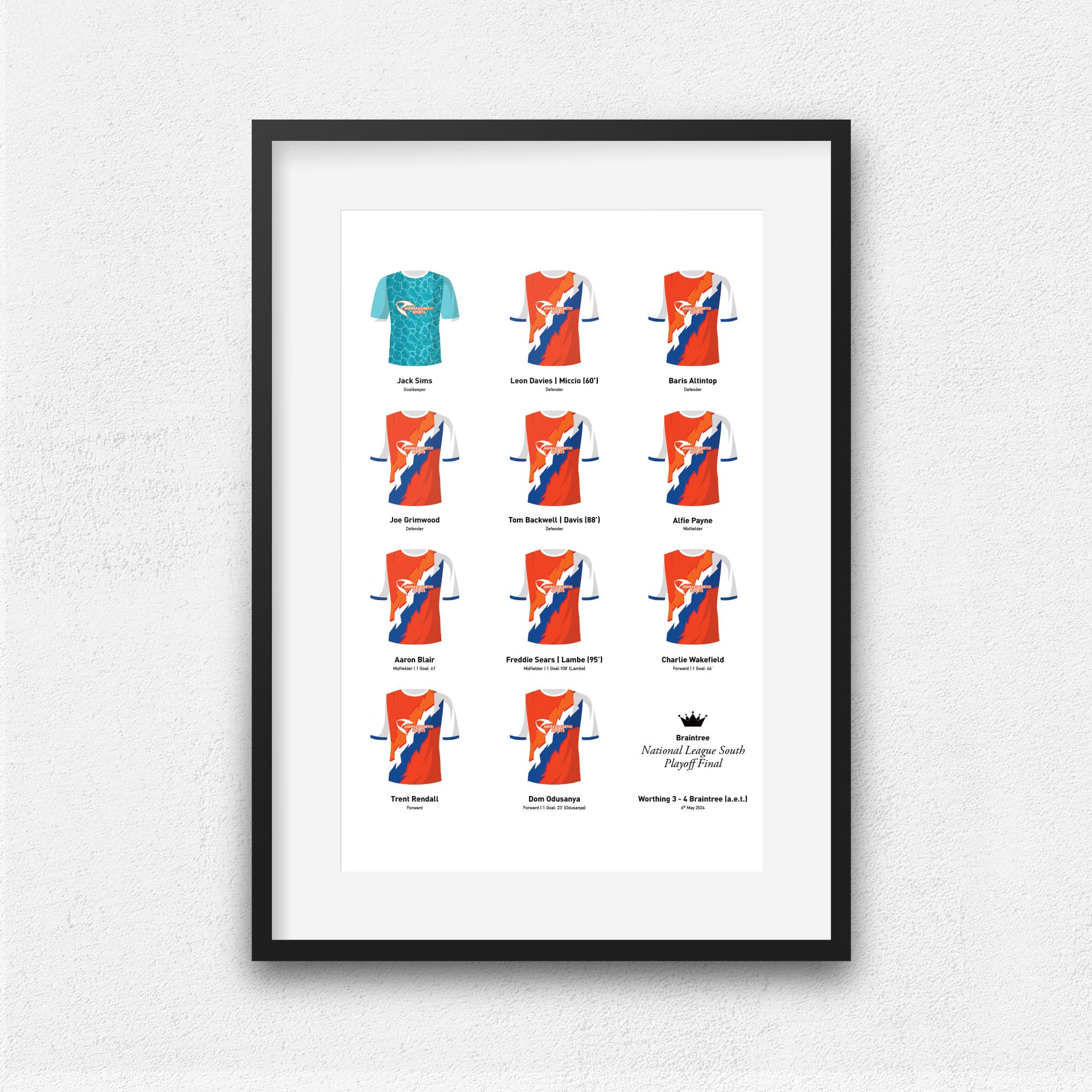 Braintree 2024 National League South Playoff Winners Football Team Print