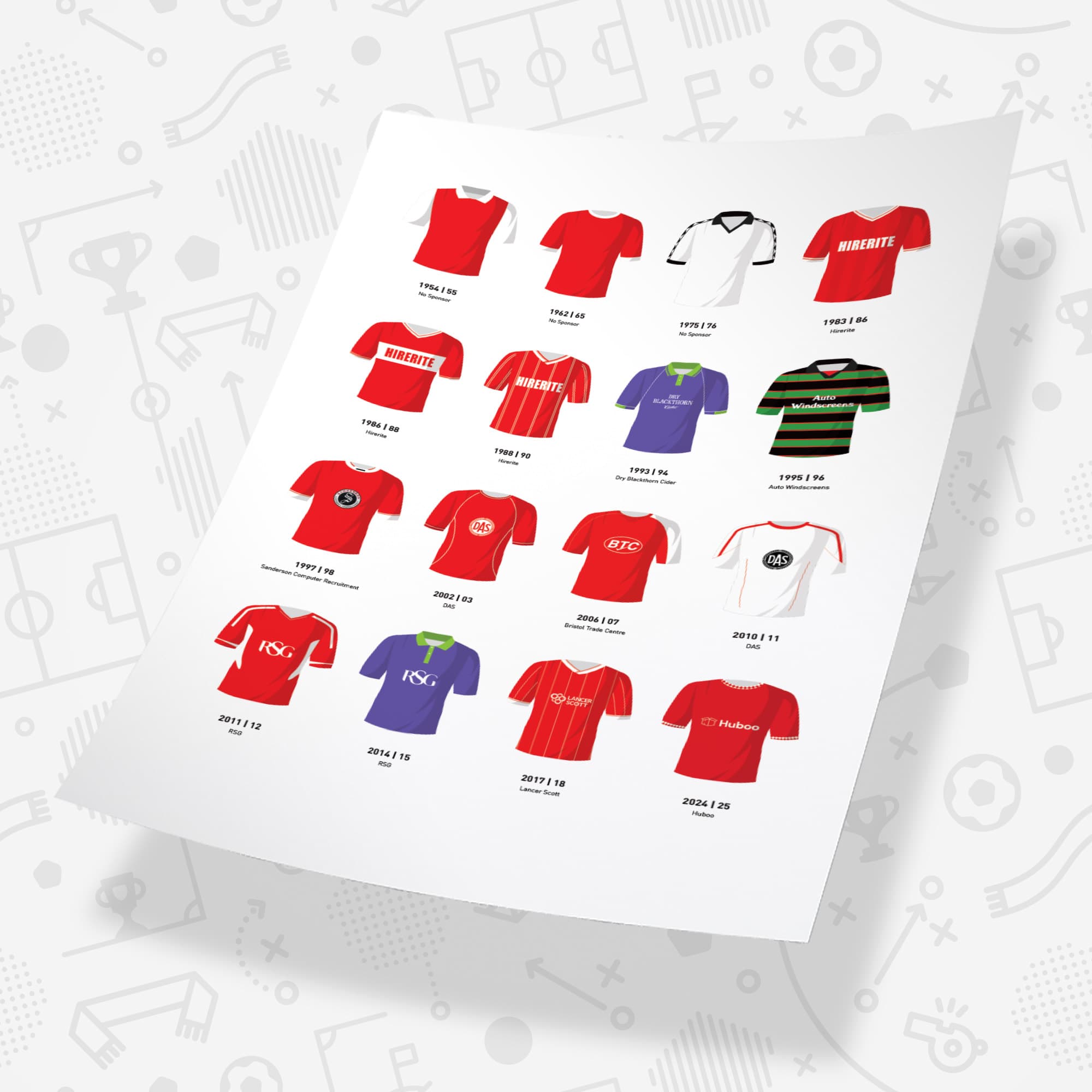 Bristol City Classic Kits Football Team Print