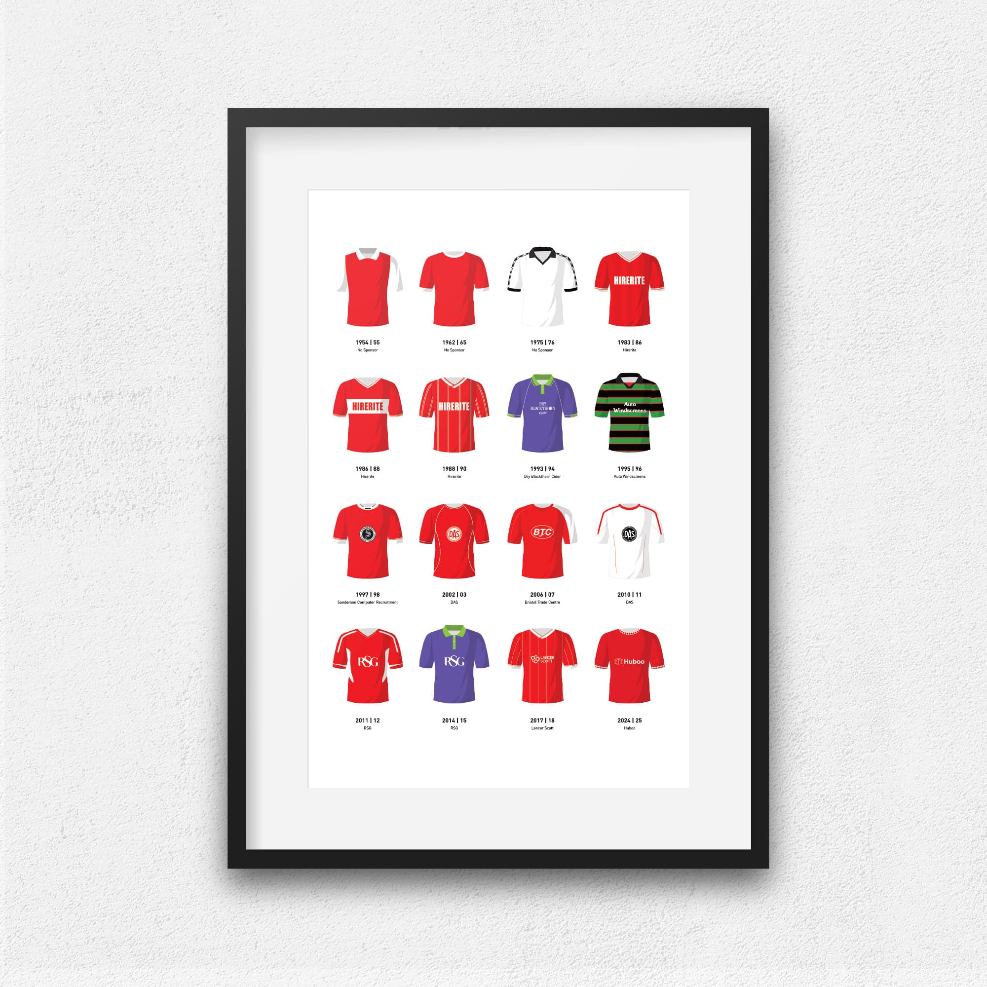 Bristol City Classic Kits Football Team Print