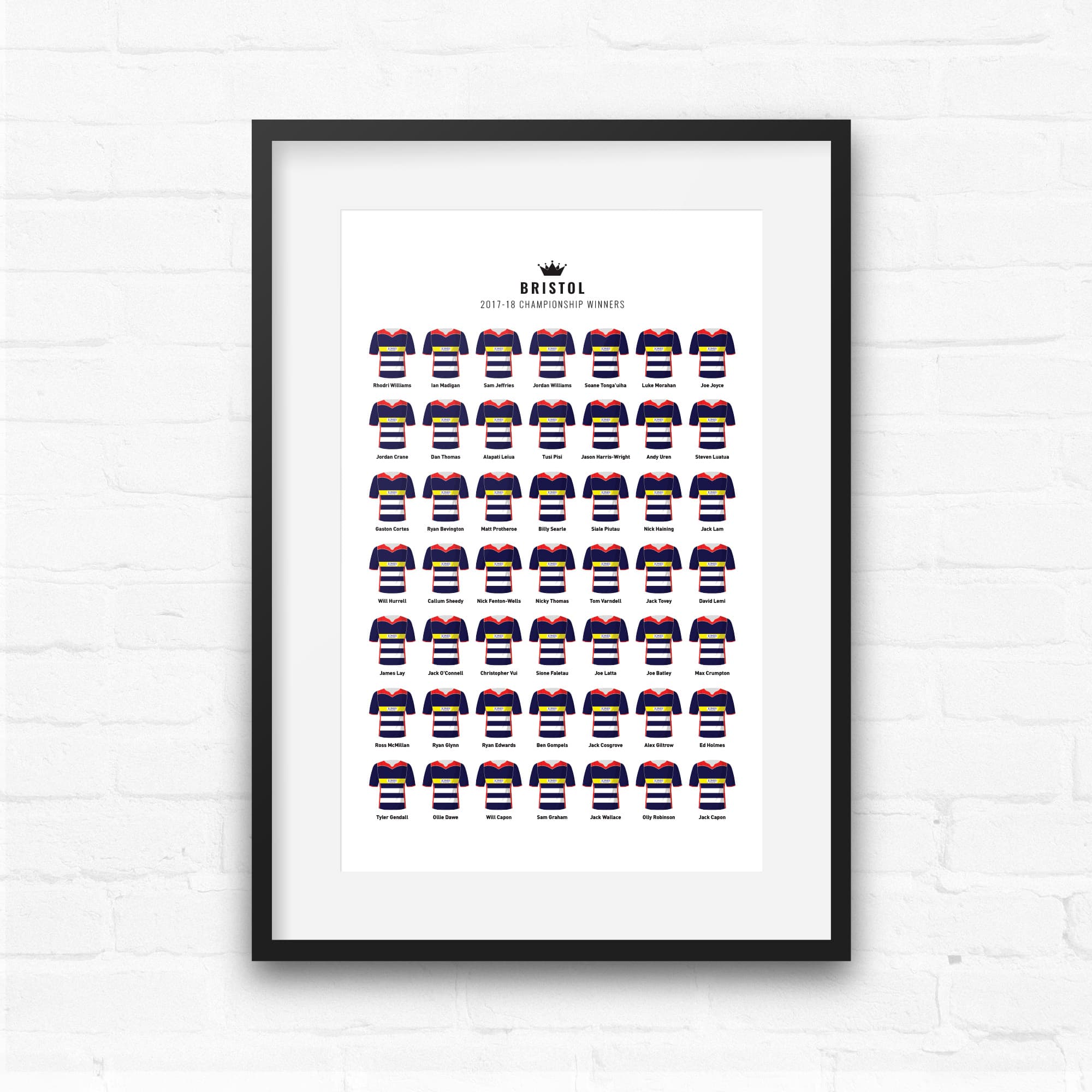 Bristol Rugby Union 2018 Championship Winners Team Print