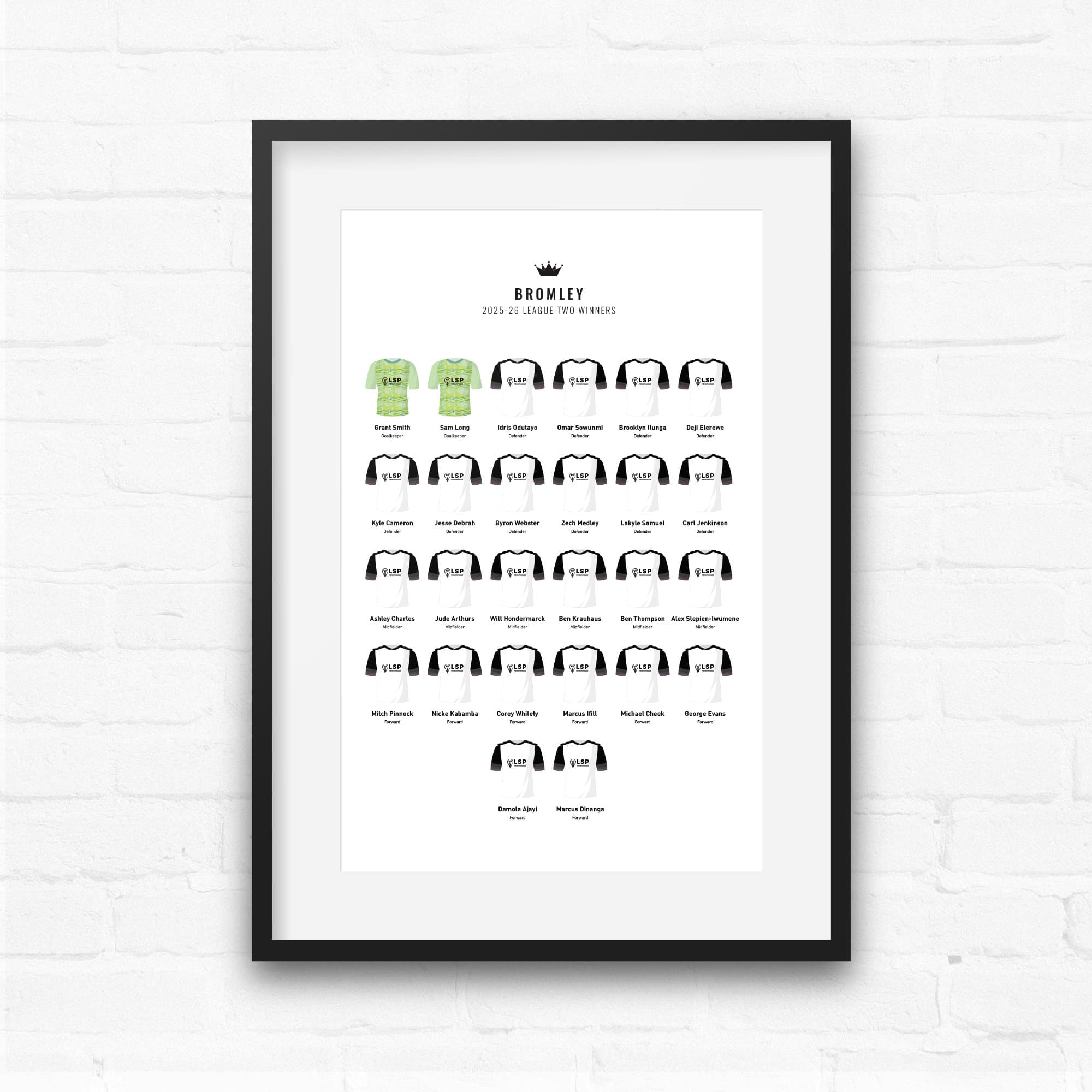 Bromley 2026 League Two Winners Football Team Print