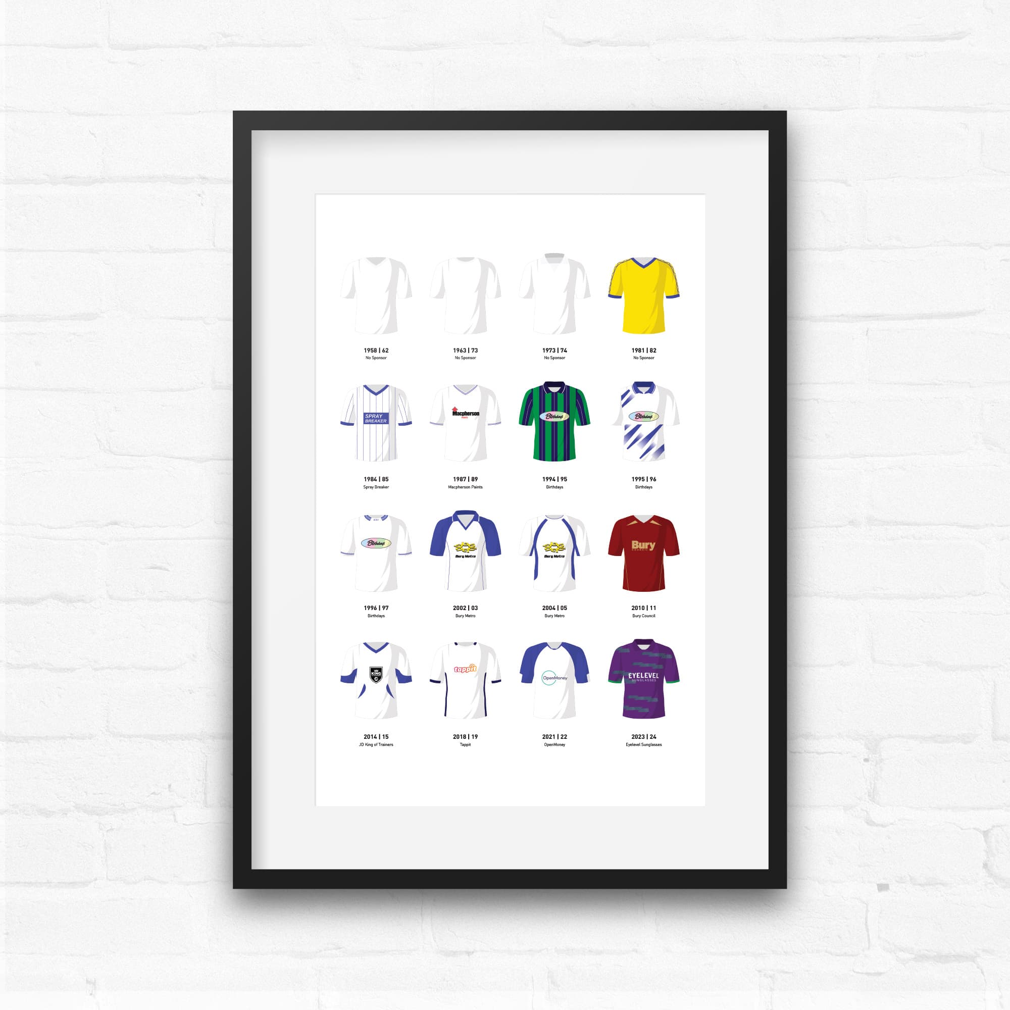 Bury Classic Kits Football Team Print