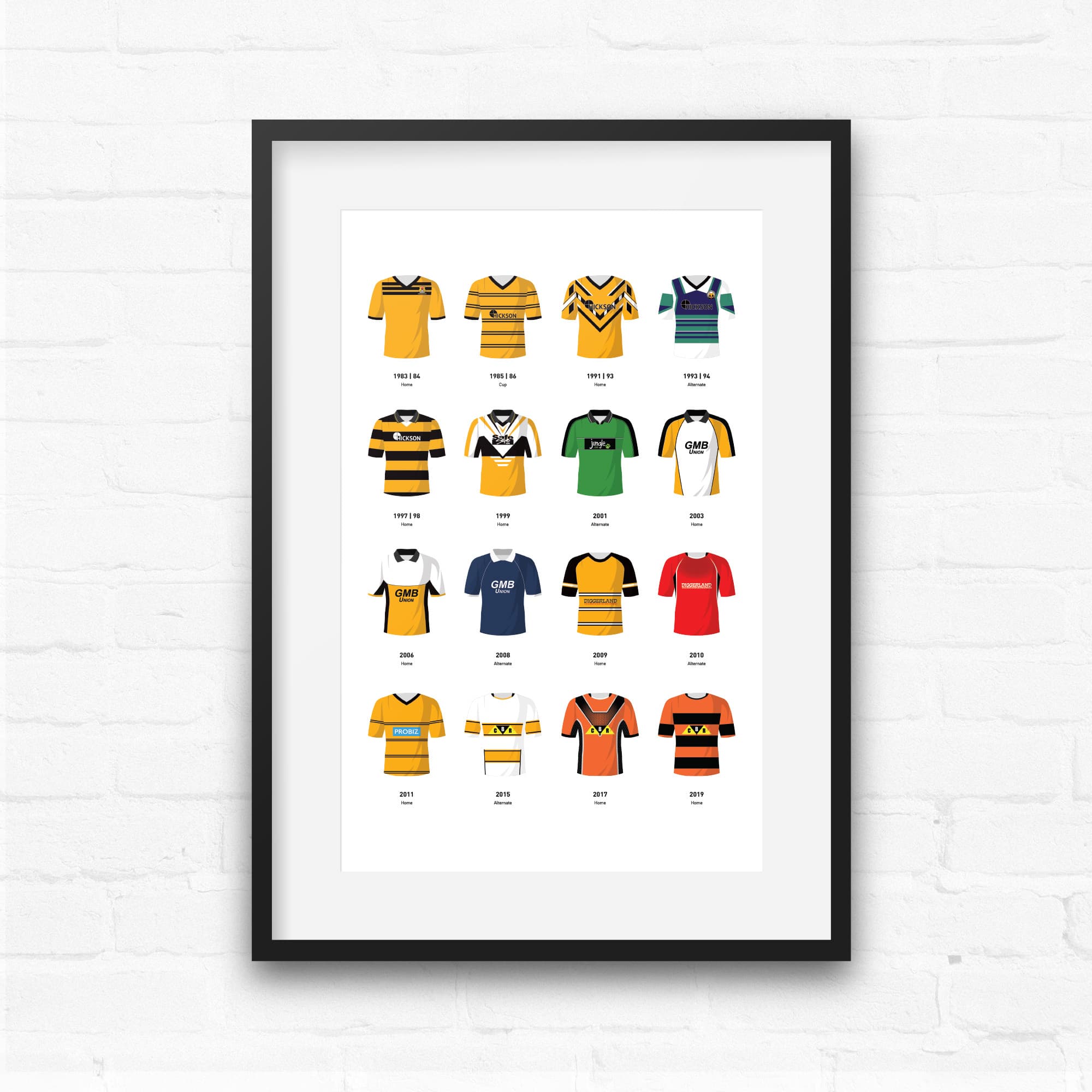 Castleford Classic Kits Rugby League Team Print