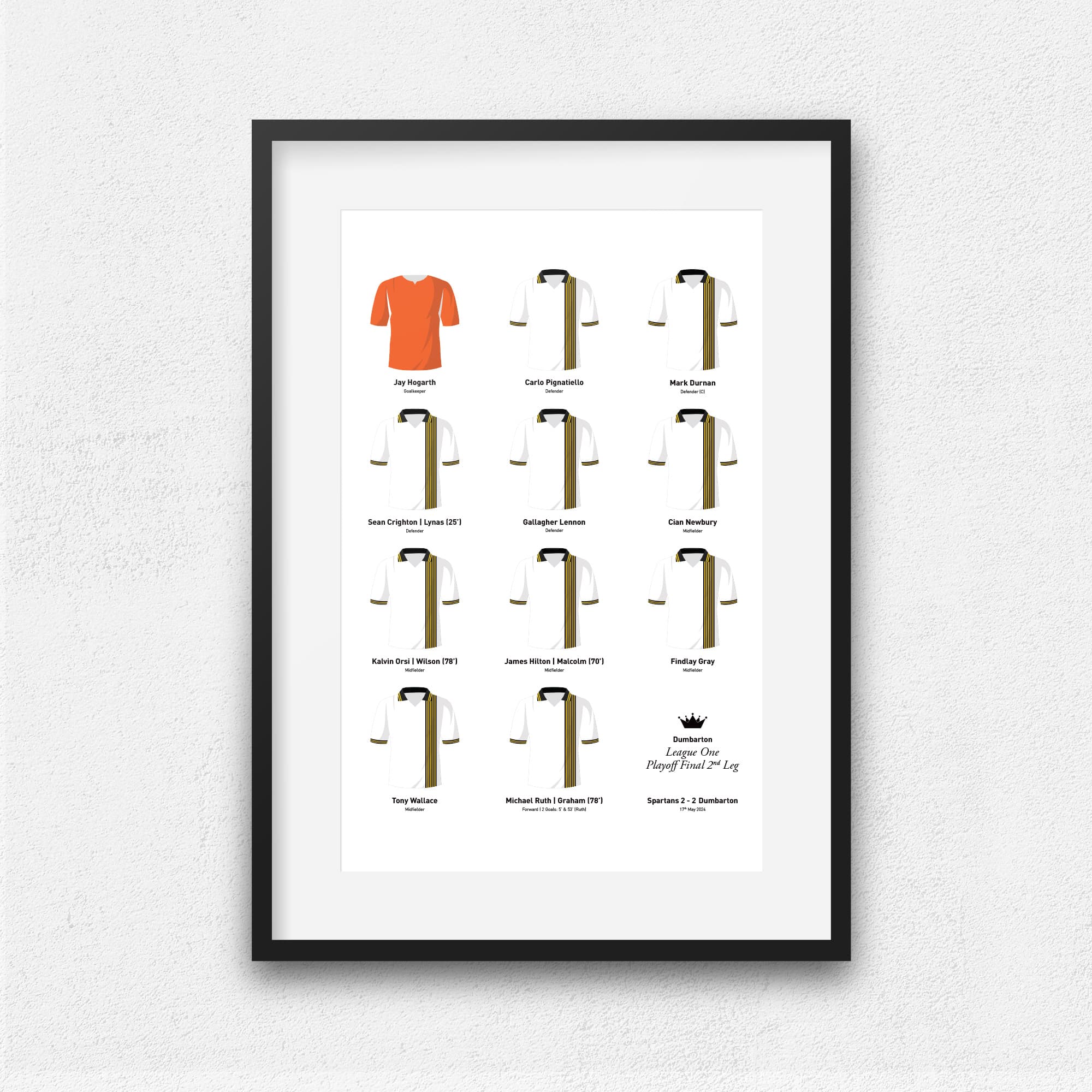 Dumbarton 2024 Scottish League One Playoff Winners Football Team Print