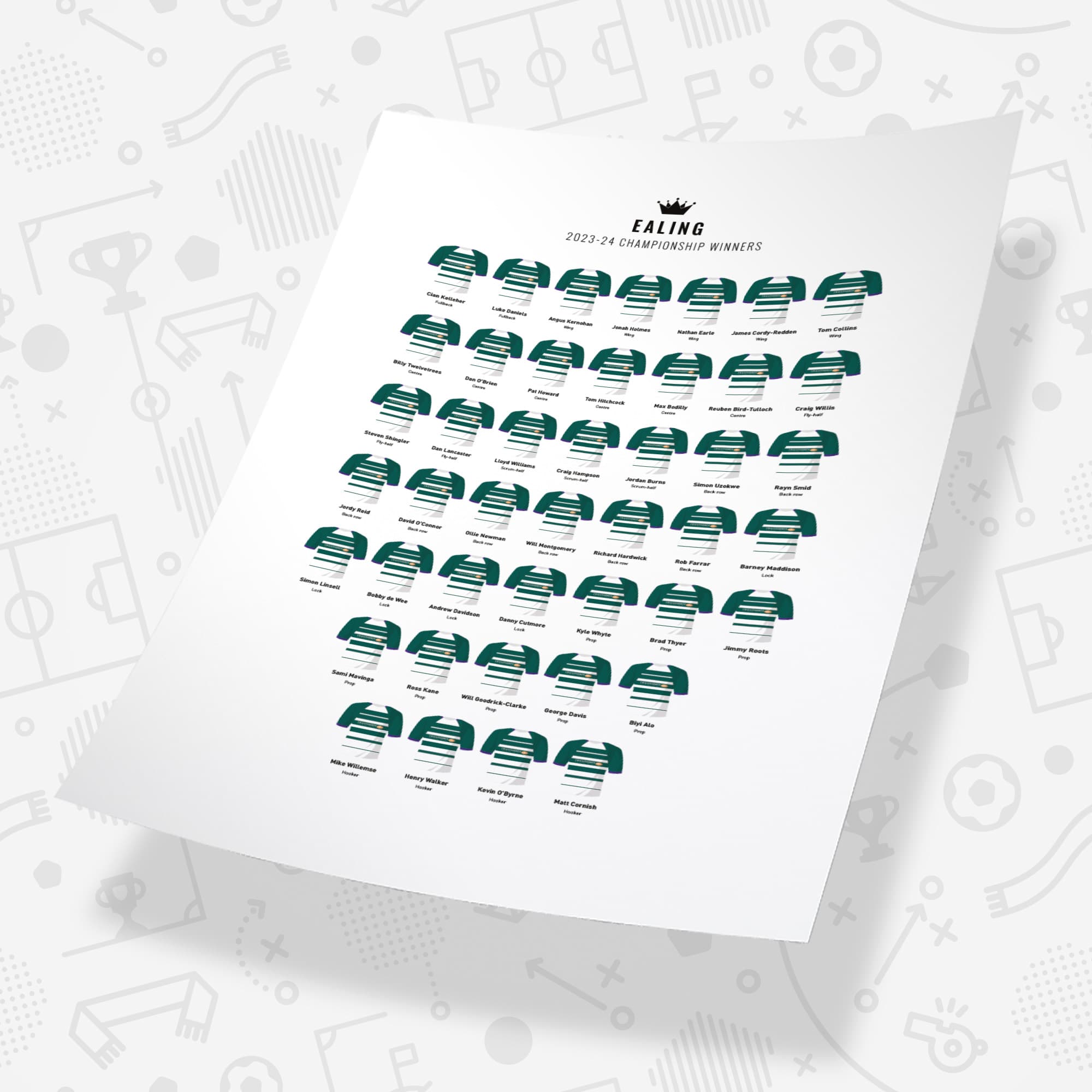 Ealing Rugby Union 2024 Championship Winners Team Print
