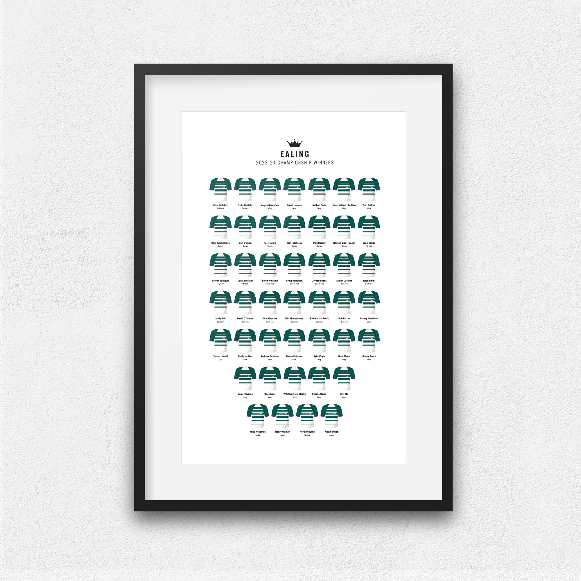 Ealing Rugby Union 2024 Championship Winners Team Print