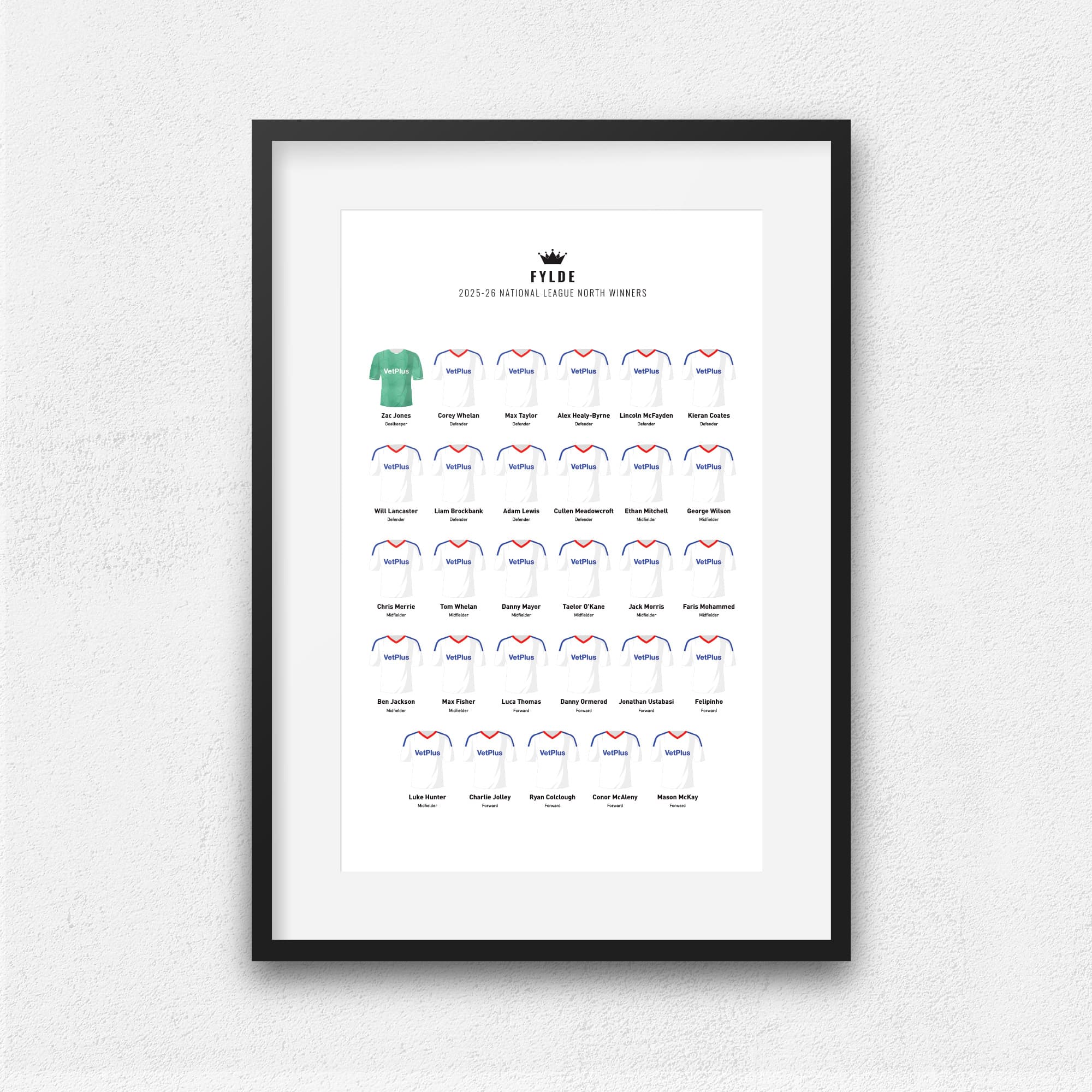 Fylde 2026 National League North Winners Football Team Print