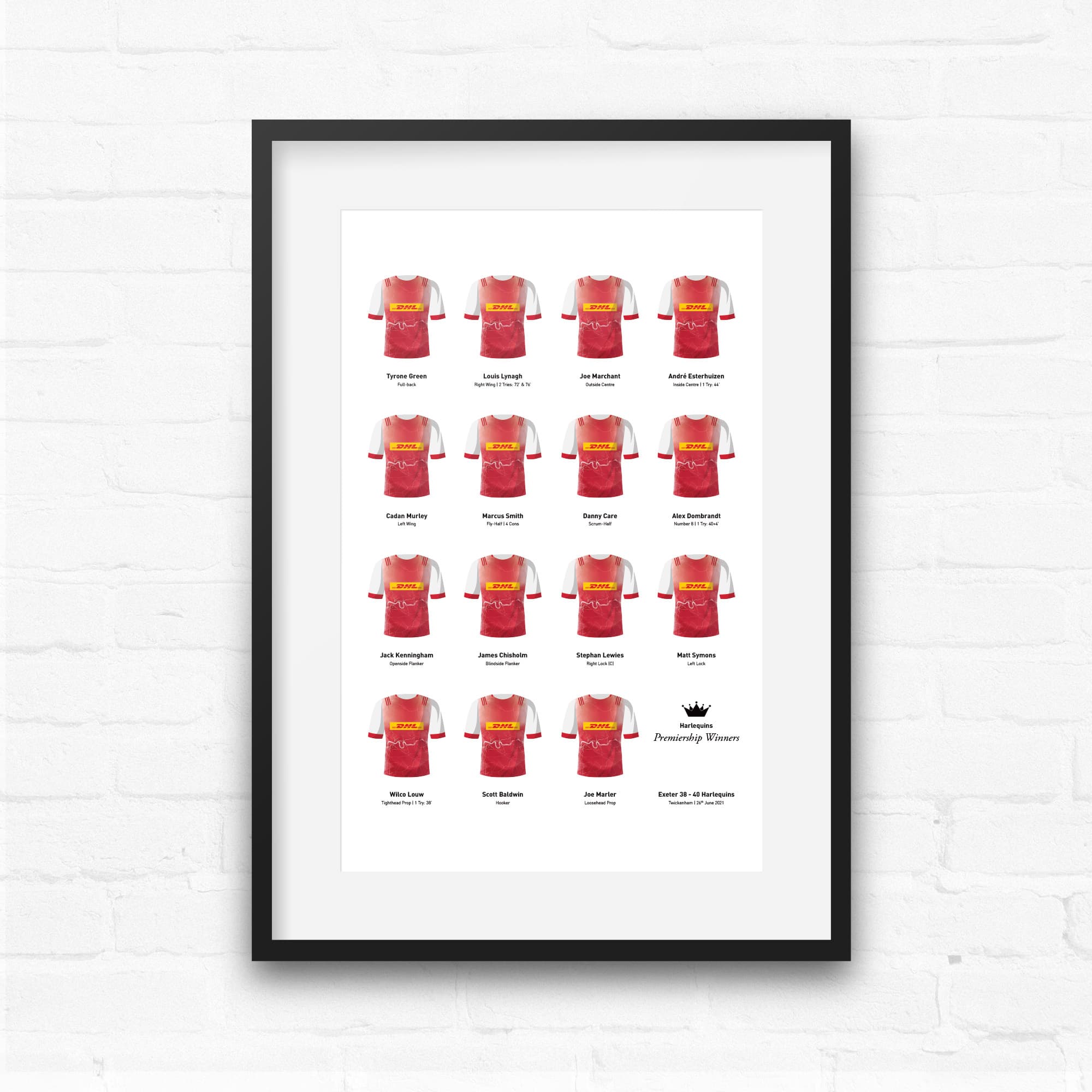 Harlequins Rugby Union 2021 Premiership Winners Team Print