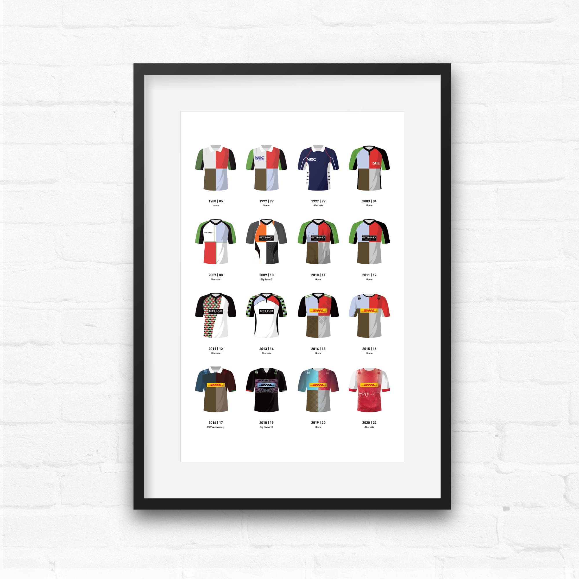 Harlequins Classic Kits Rugby Union Team Print