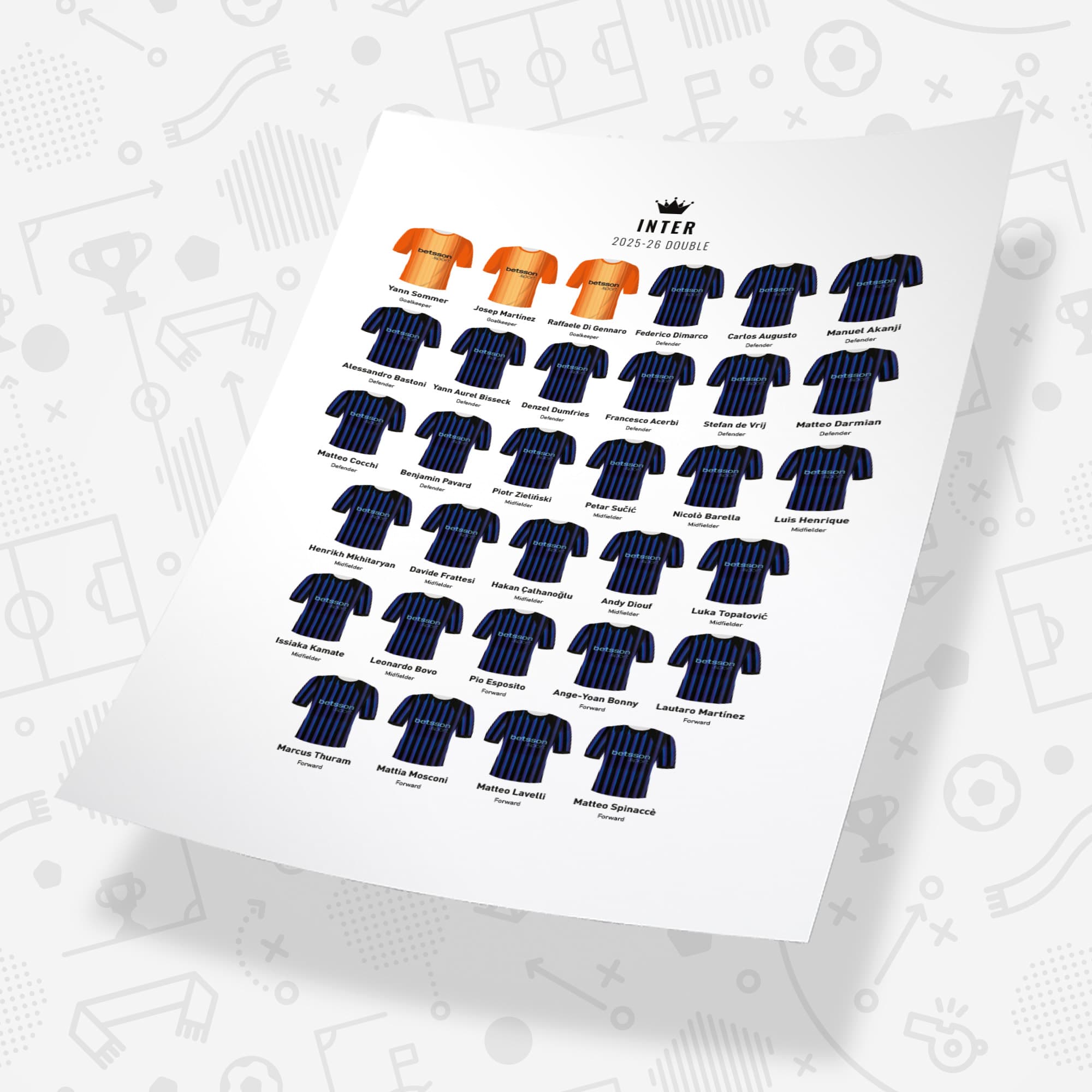 Inter 2026 Double Winners Football Team Print