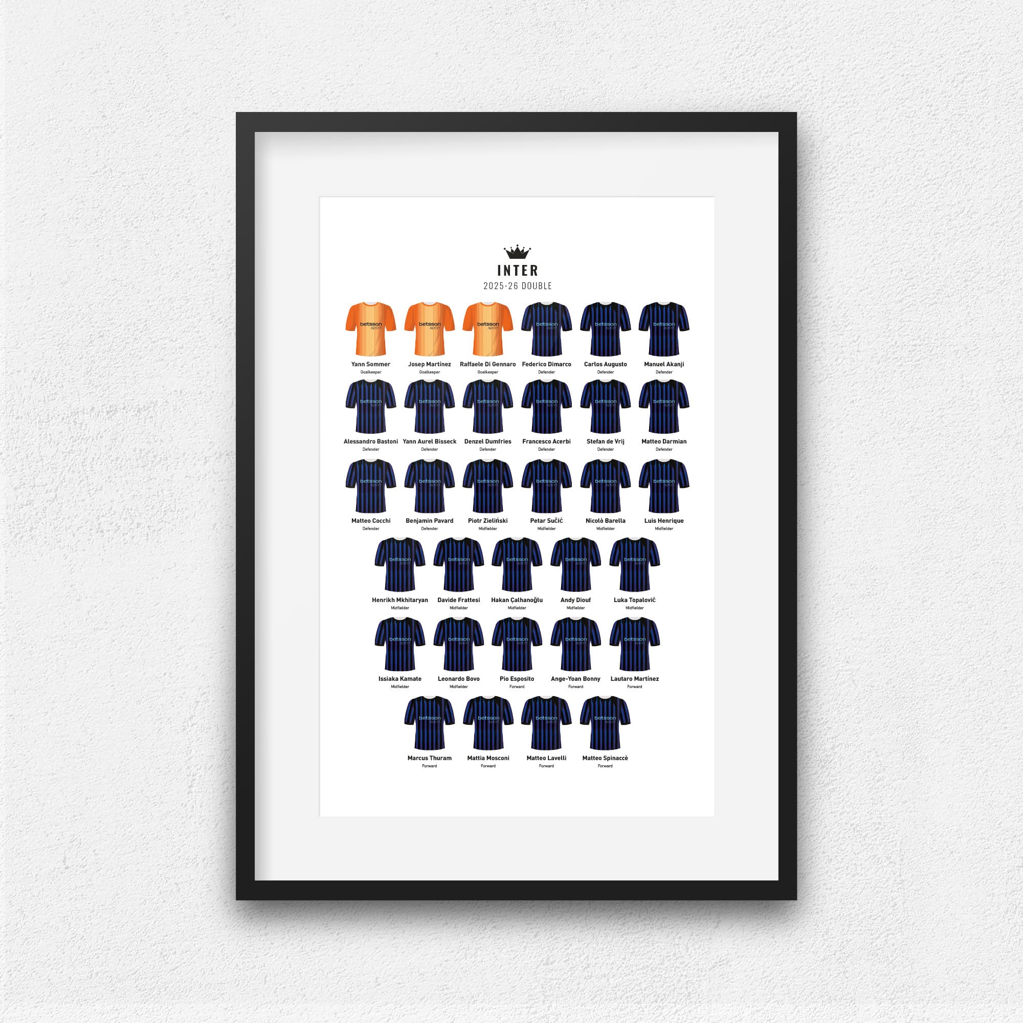 Inter 2026 Double Winners Football Team Print