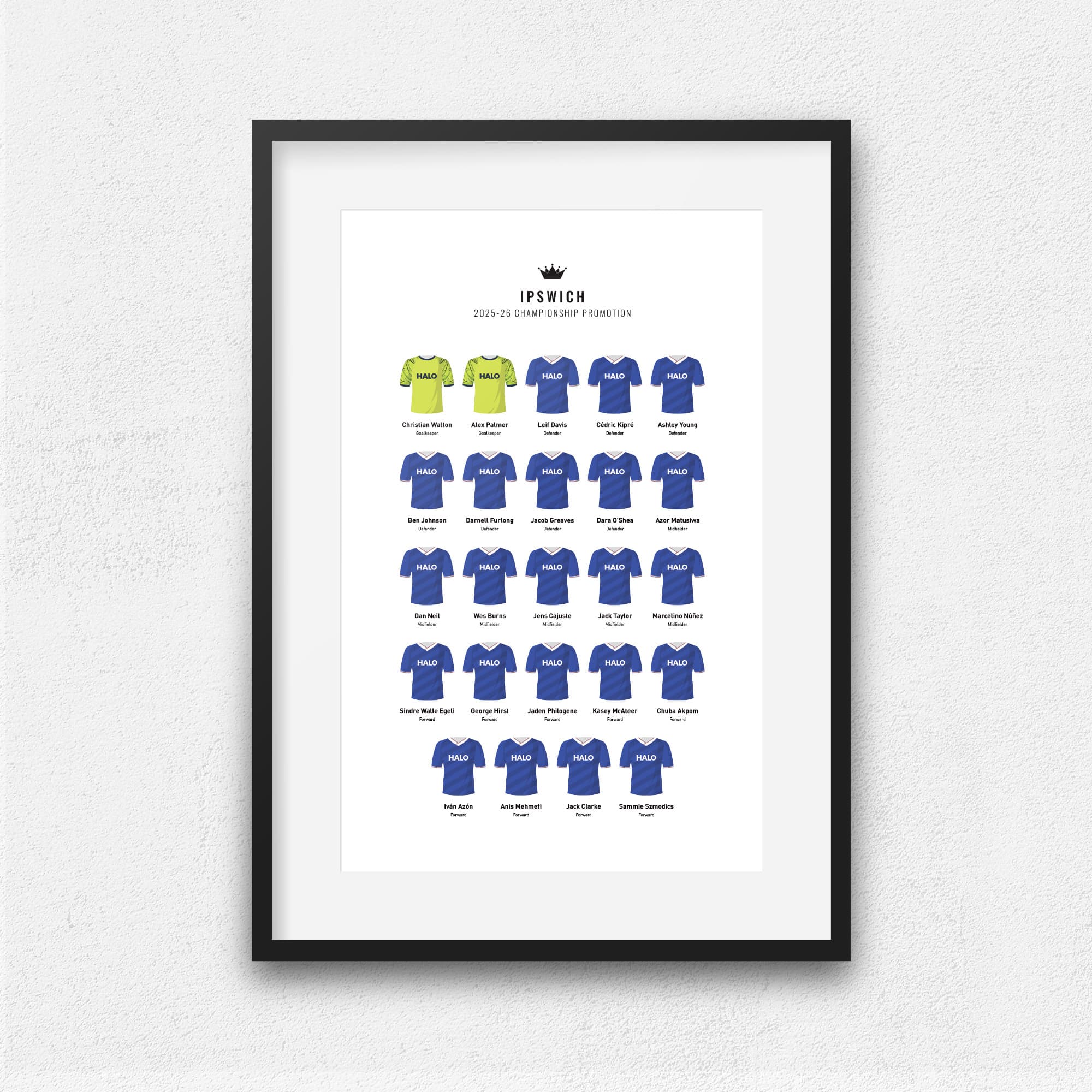 Ipswich 2026 Championship Promotion Football Team Print