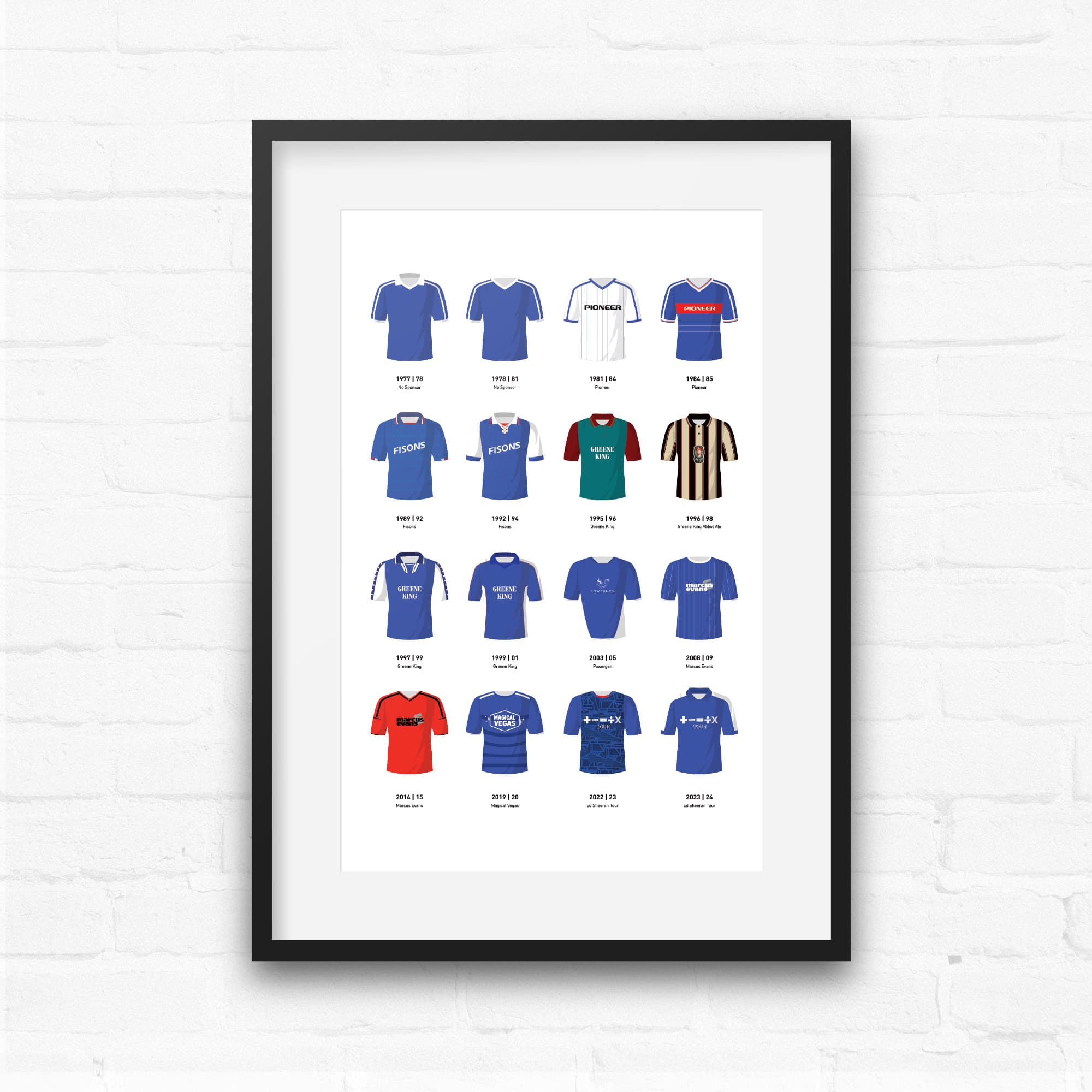 Ipswich Classic Kits Football Team Print