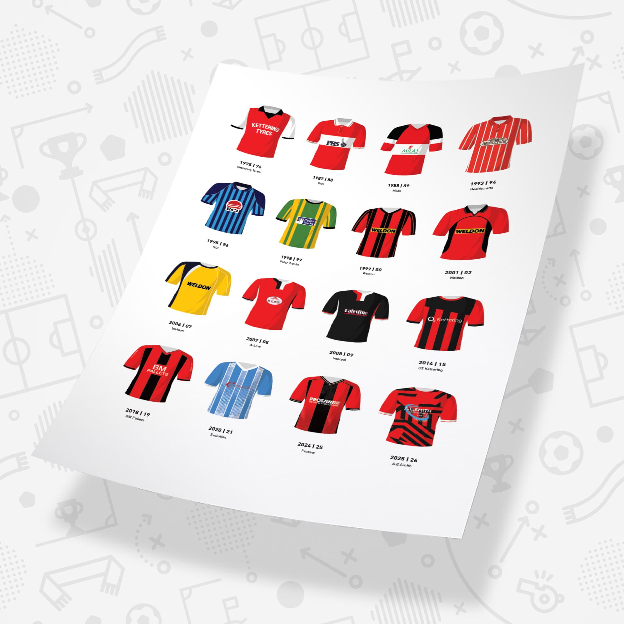 Kettering Classic Kits Football Team Print