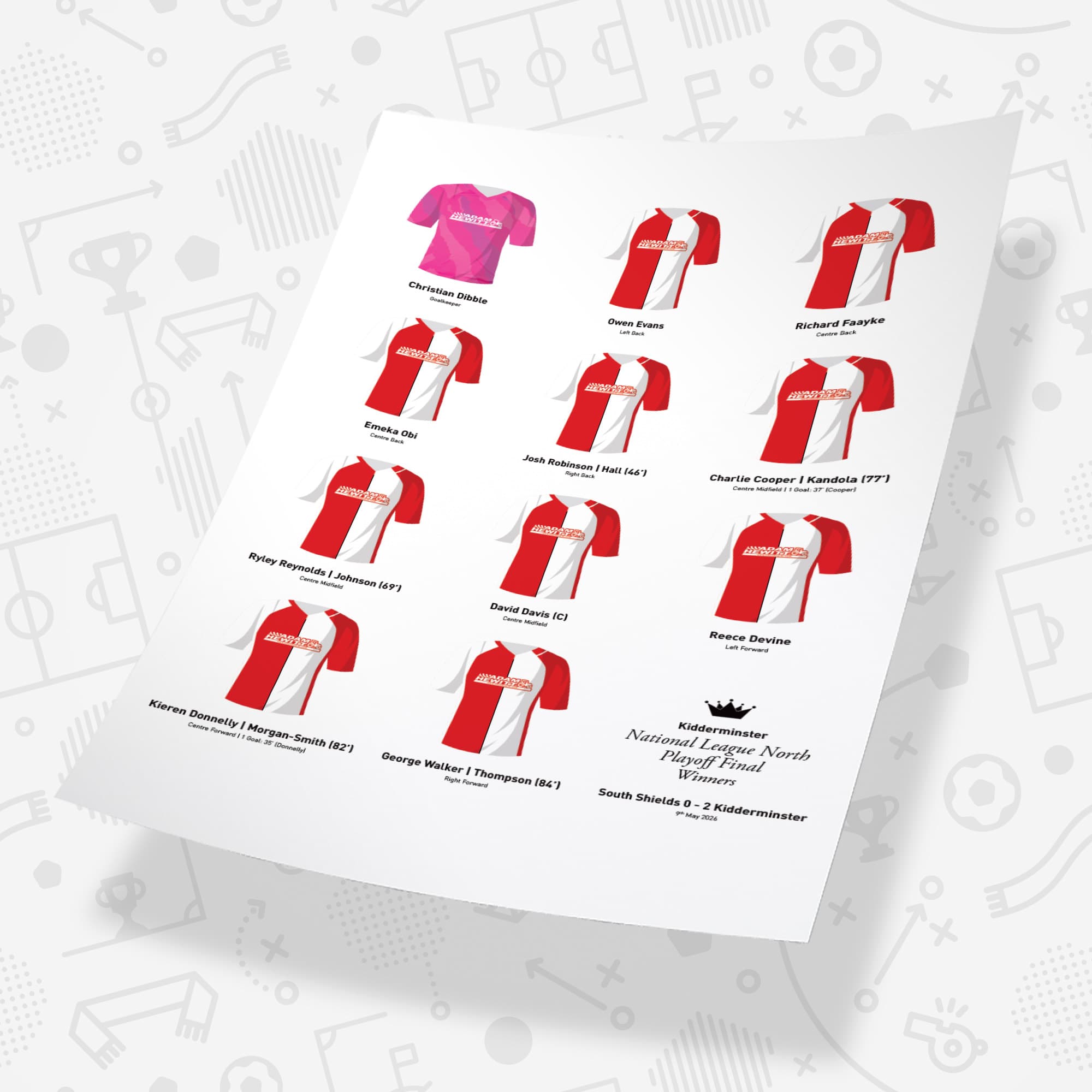 Kidderminster 2026 National League North Playoff Winners Football Team Print