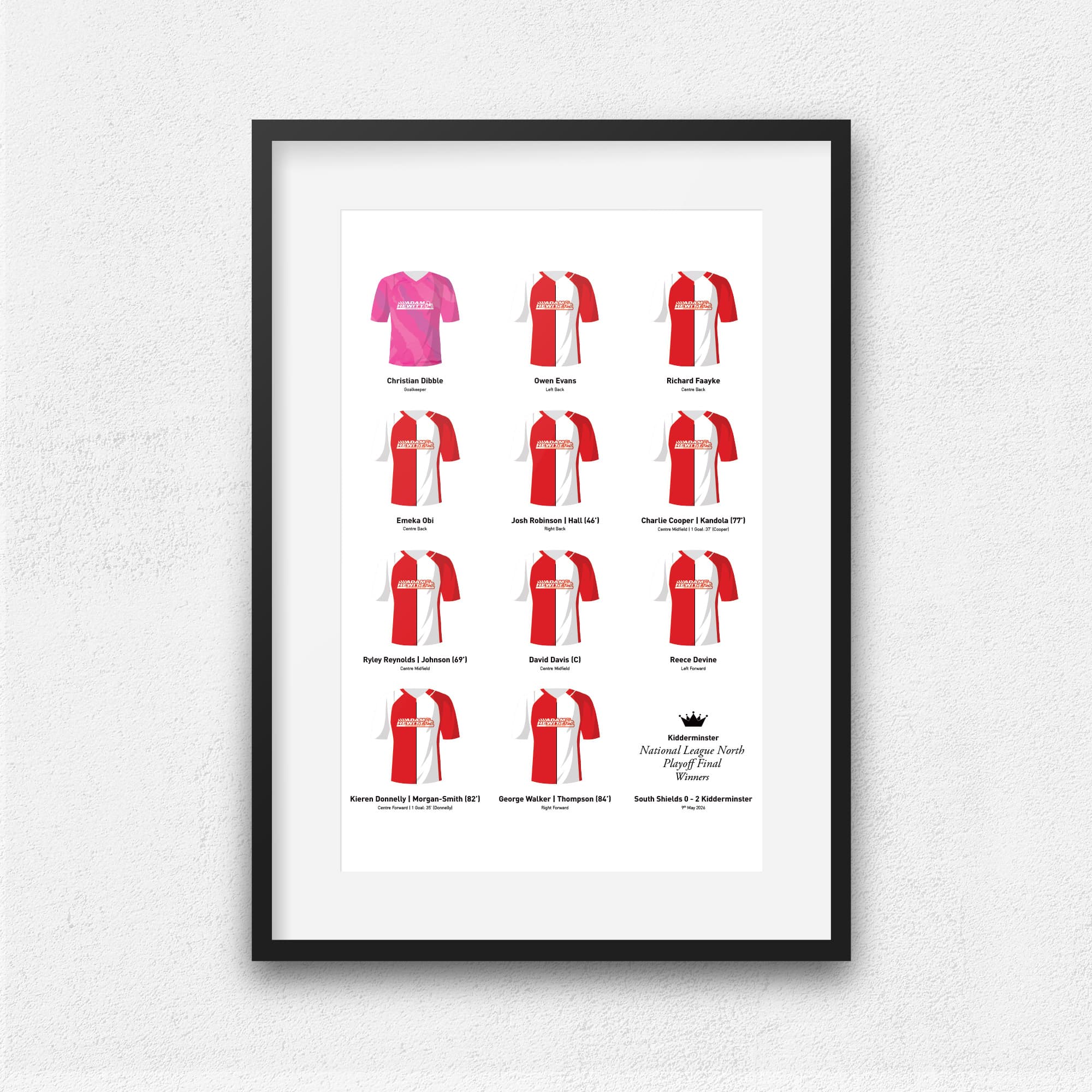 Kidderminster 2026 National League North Playoff Winners Football Team Print