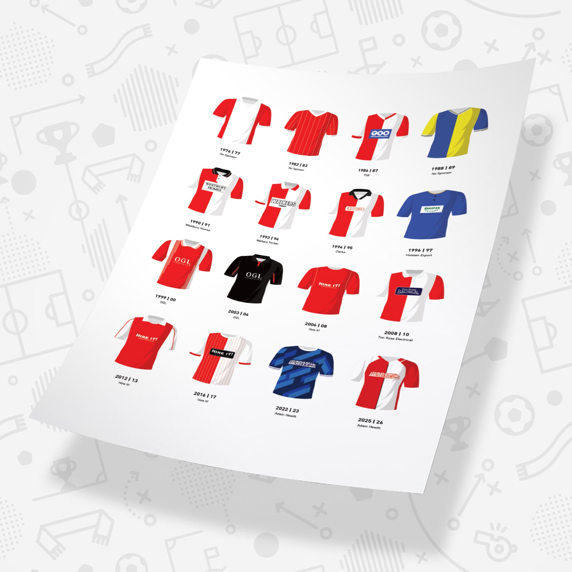 Kidderminster Classic Kits Football Team Print