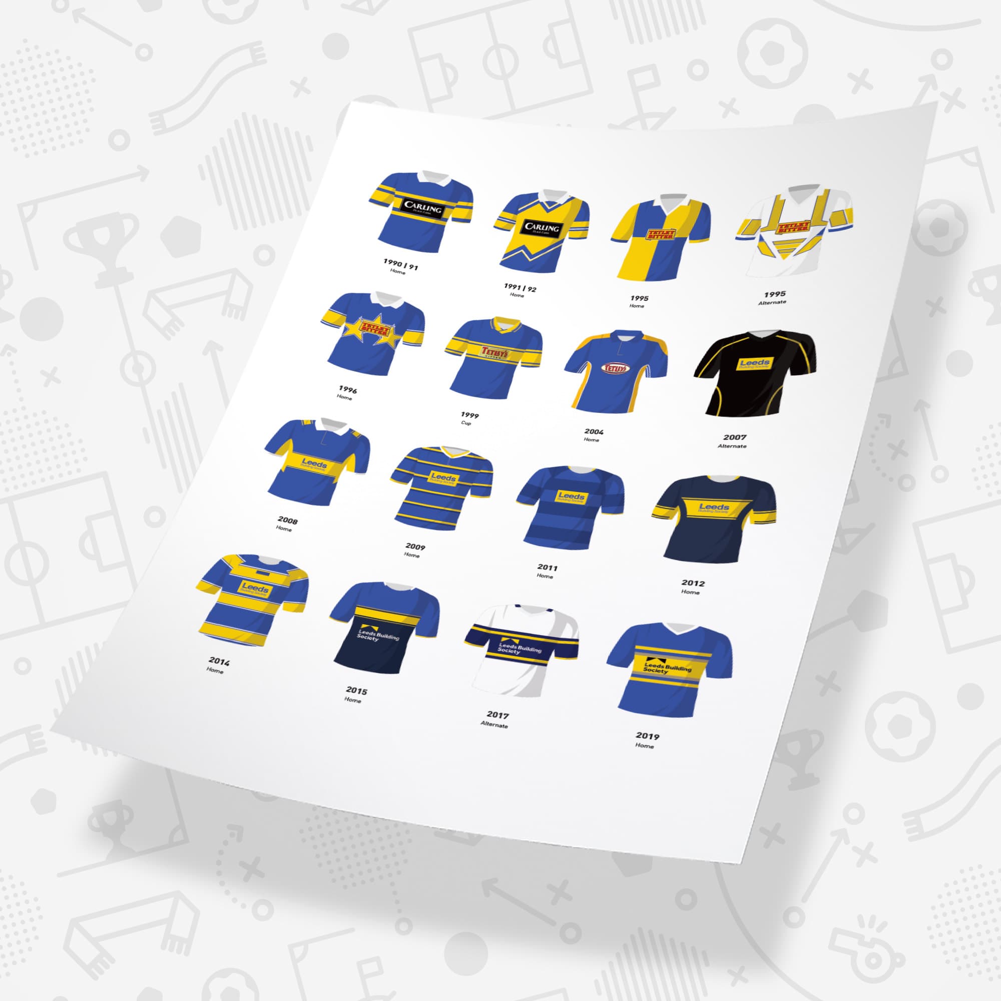 Leeds Classic Kits Rugby League Team Print