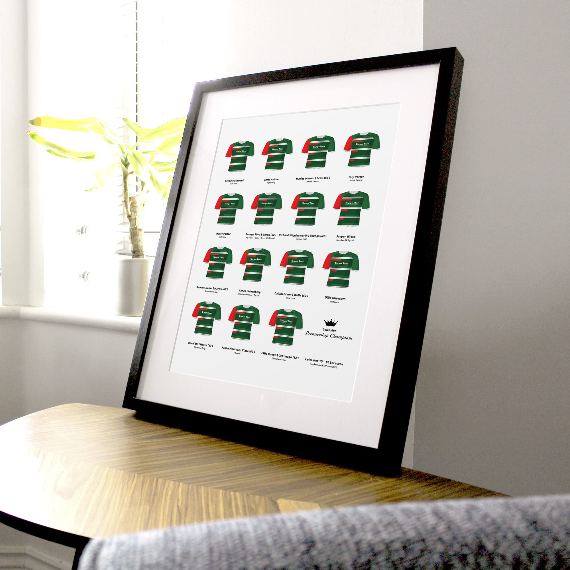 Leicester Rugby Union 2022 Premiership Winners Team Print