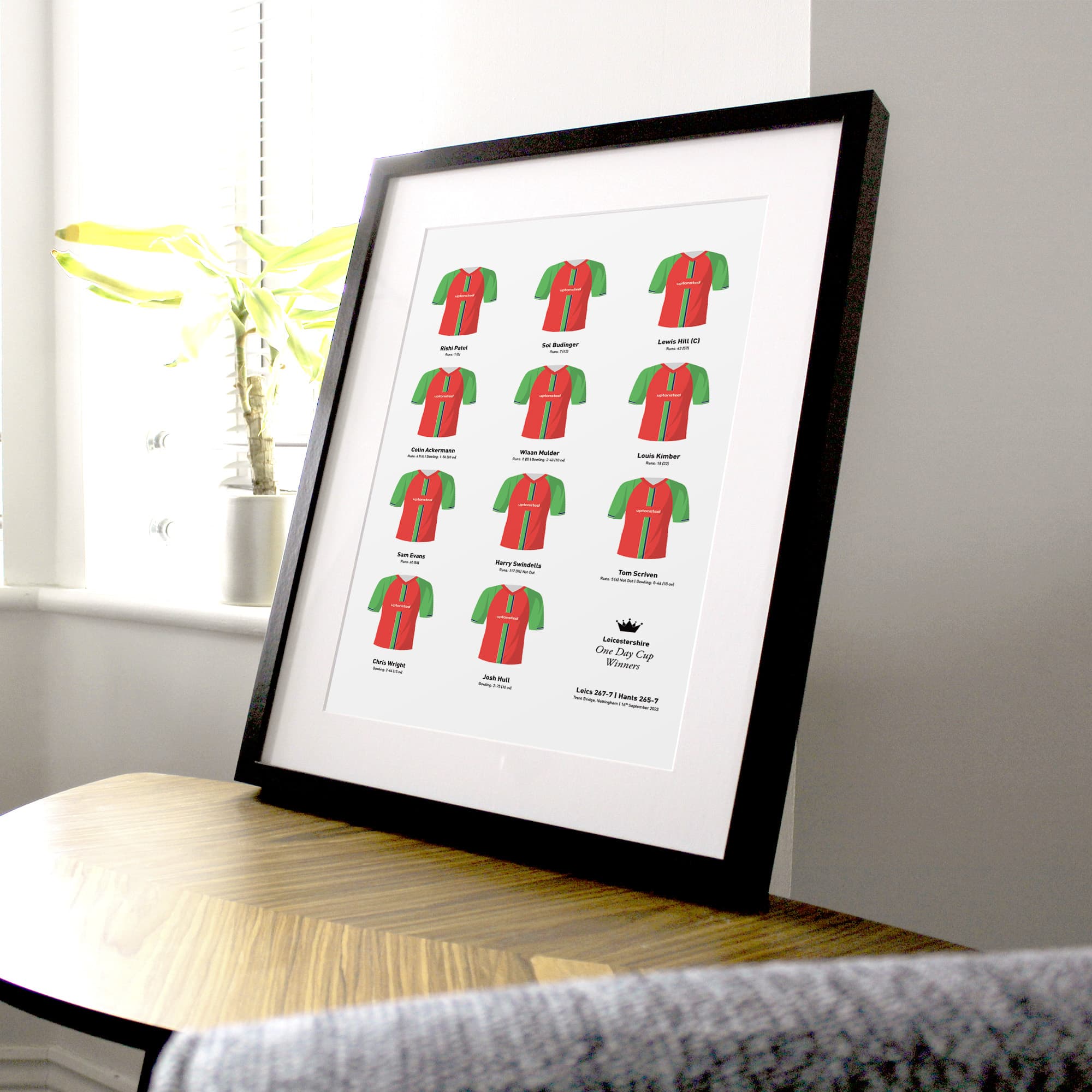Leicestershire Cricket 2023 One Day Cup Winners Team Print