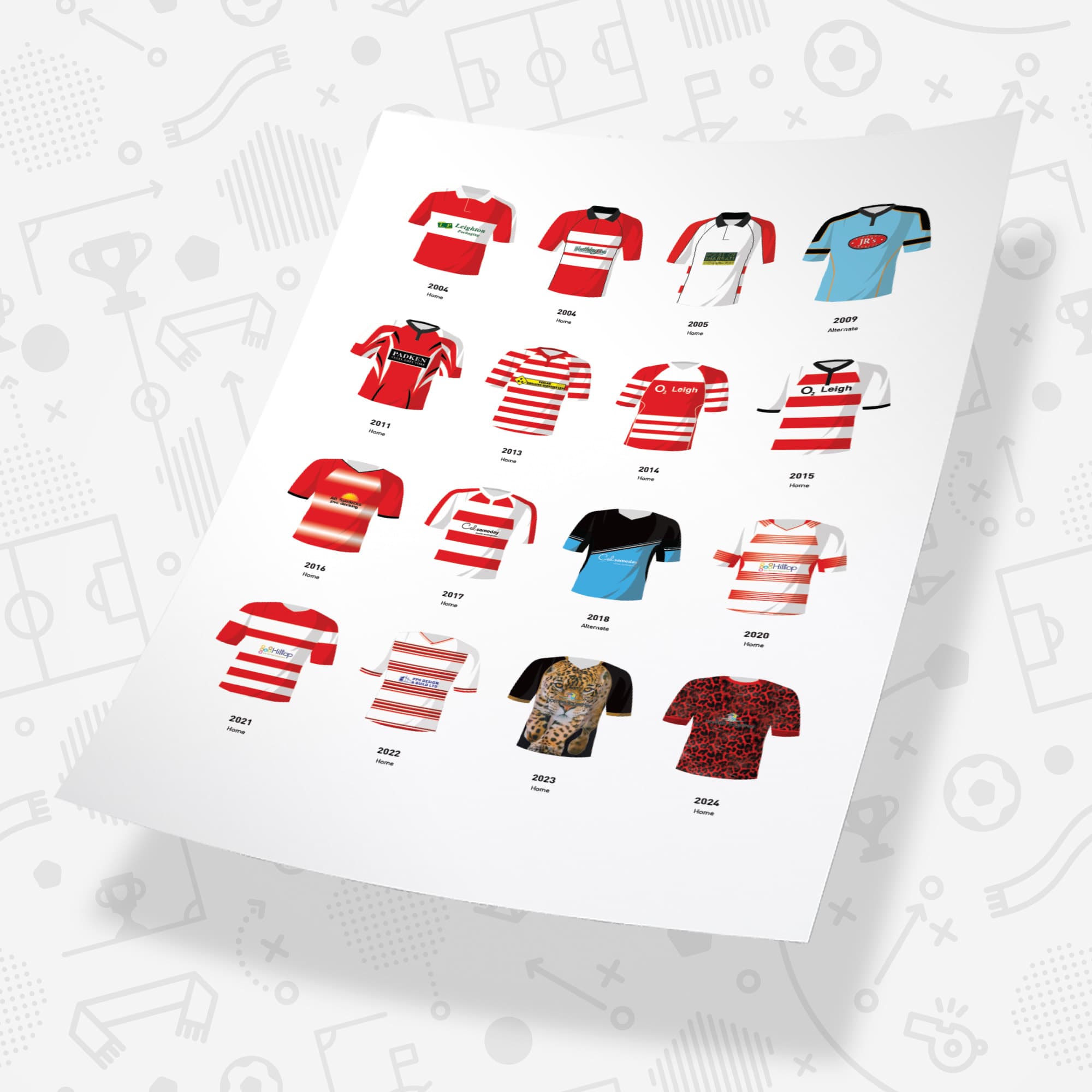 Leigh Classic Kits Rugby League Team Print
