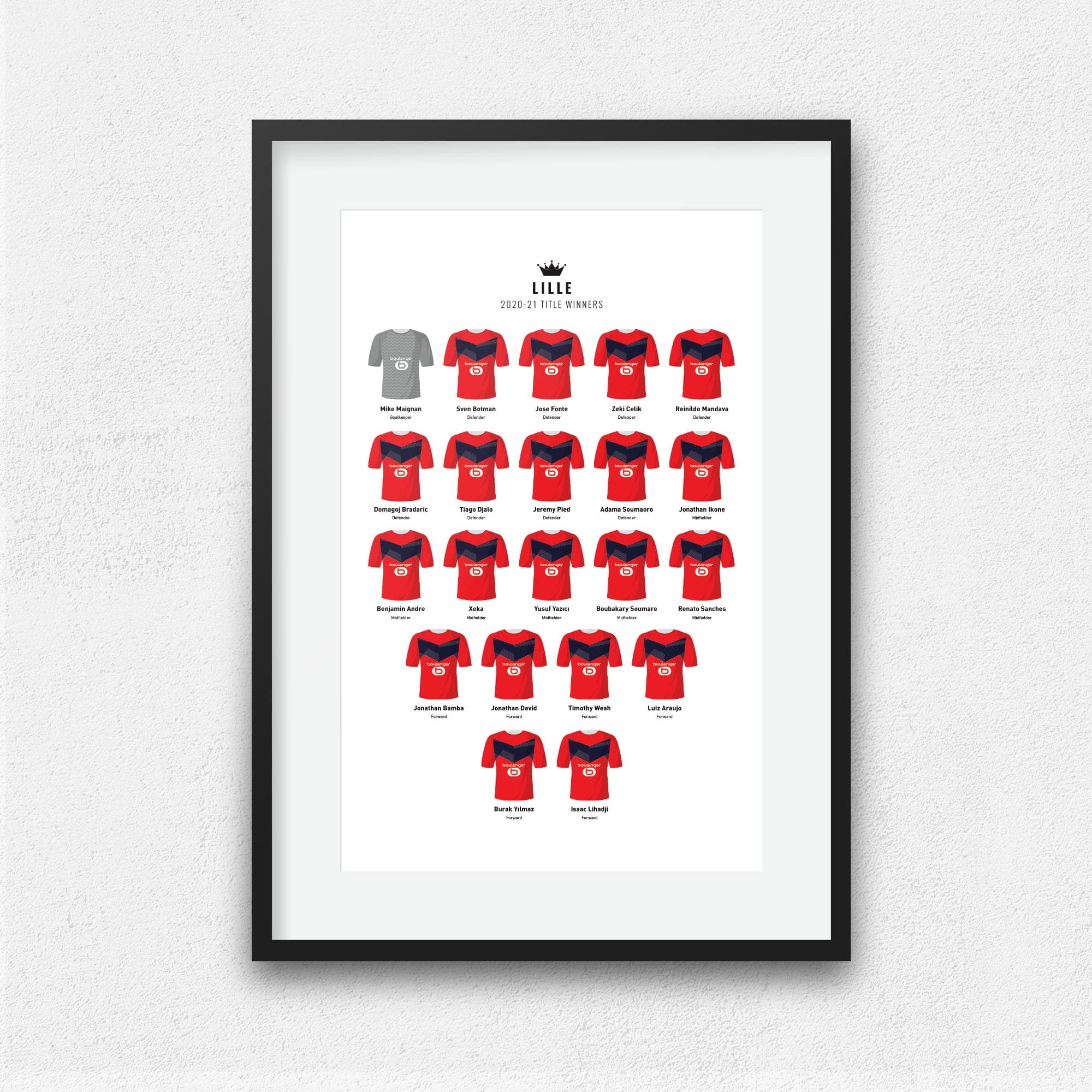 Lille 2021 Title Winners Football Team Print Good Team On Paper