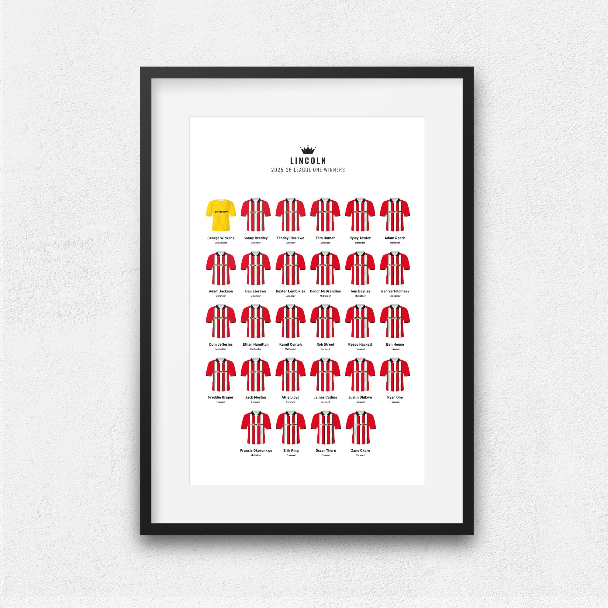 Lincoln 2026 League One Winners Football Team Print