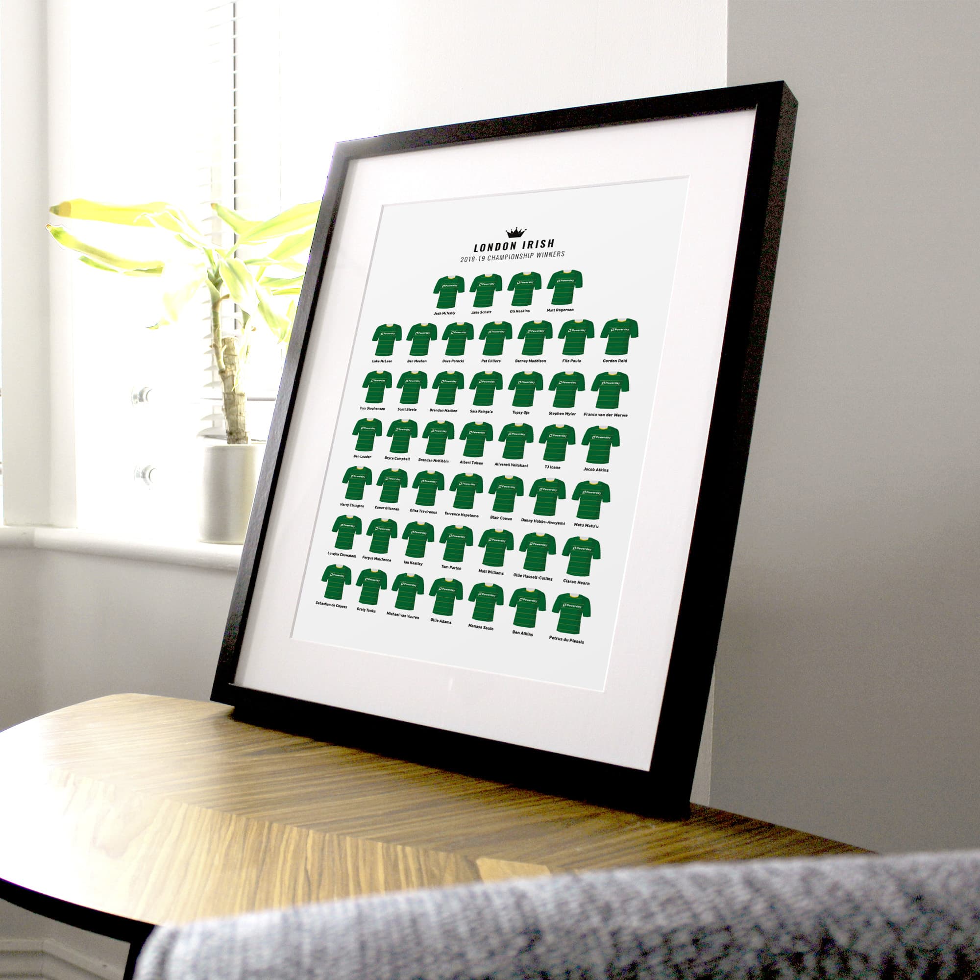 London Irish Rugby Union 2019 Championship Winners Team Print