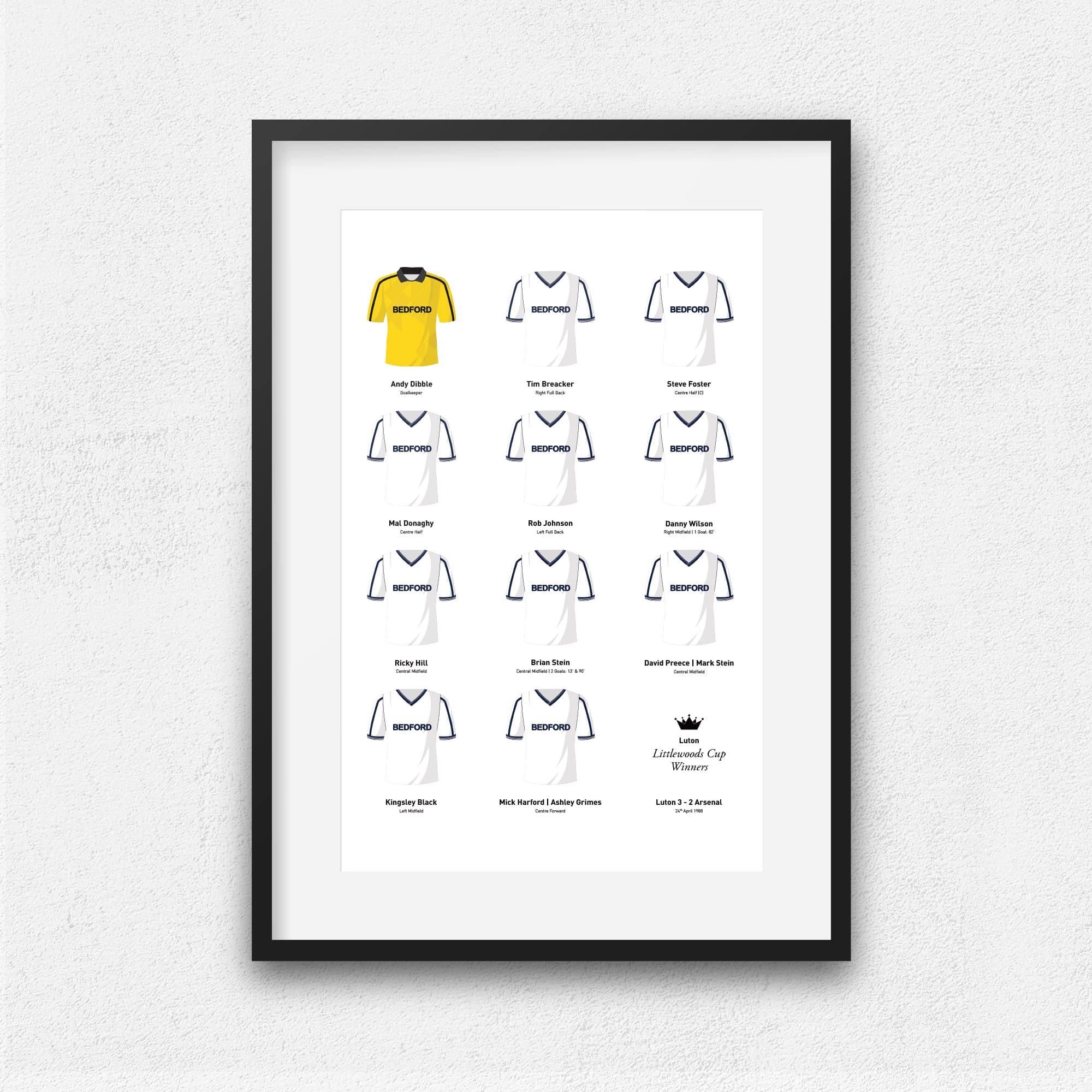 Luton 1988 Littlewoods Cup Winners Football Team Print Good Team On Paper