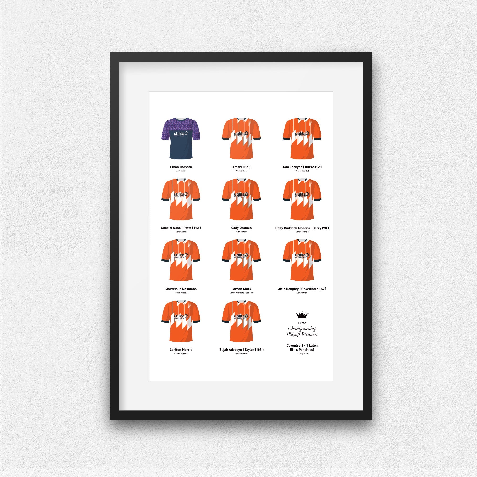 Luton 2023 Championship Playoff Winners Football Team Print Good Team On Paper