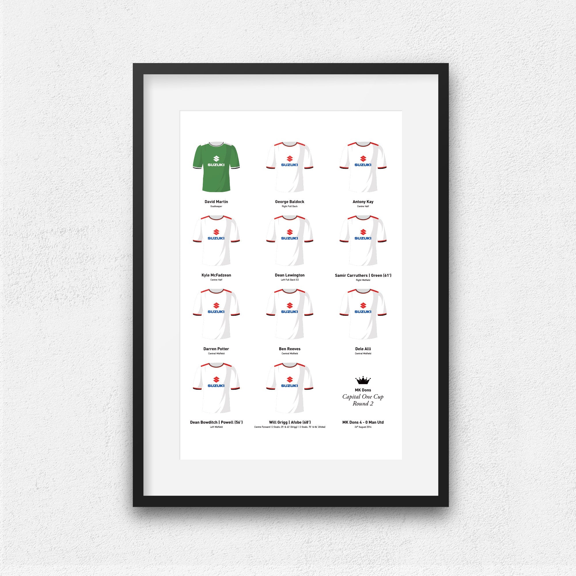 MK Dons 2014 Capital One Cup 2nd Round Football Team Print Good Team On Paper