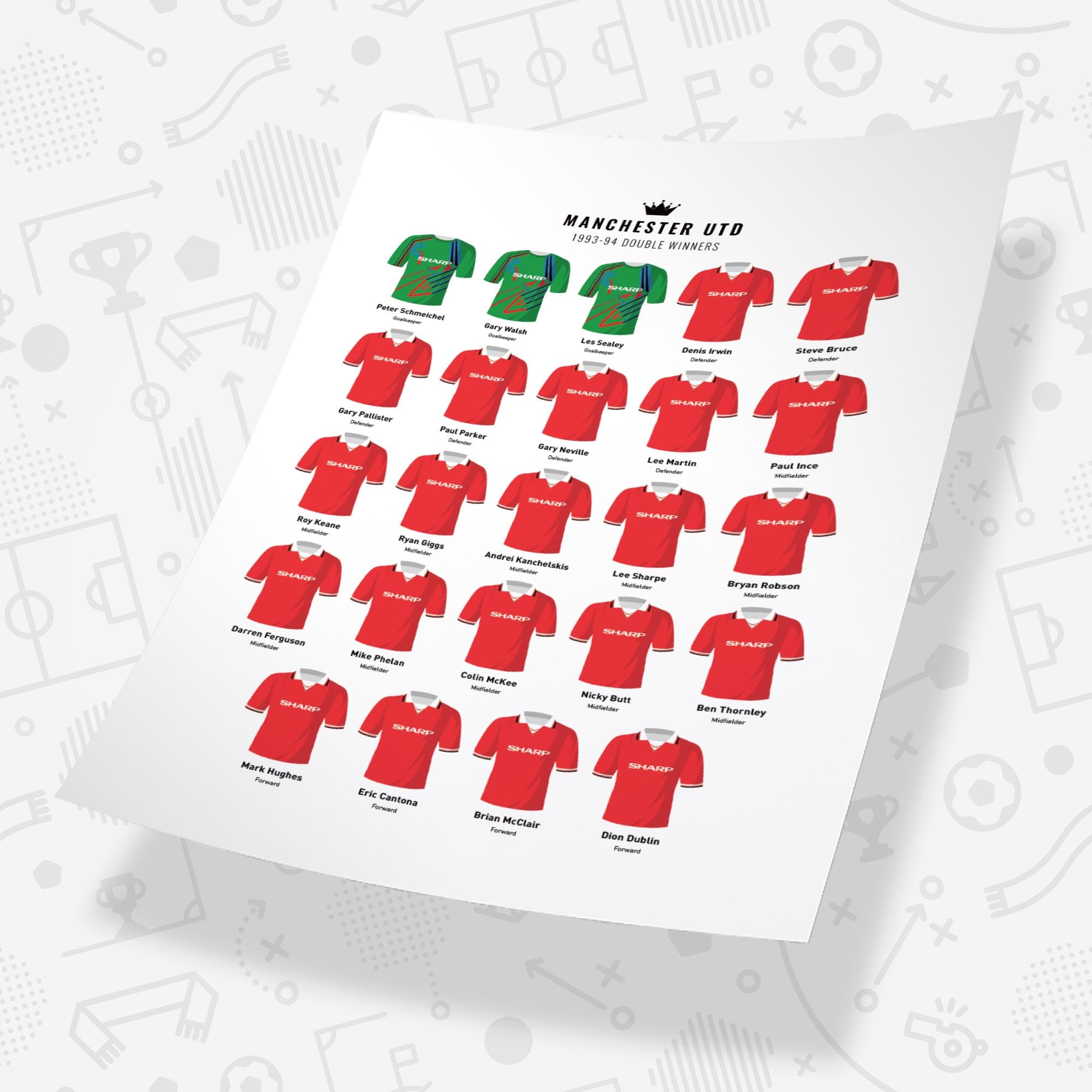 Manchester Utd 1994 Double Winners Football Team Print Good Team On Paper