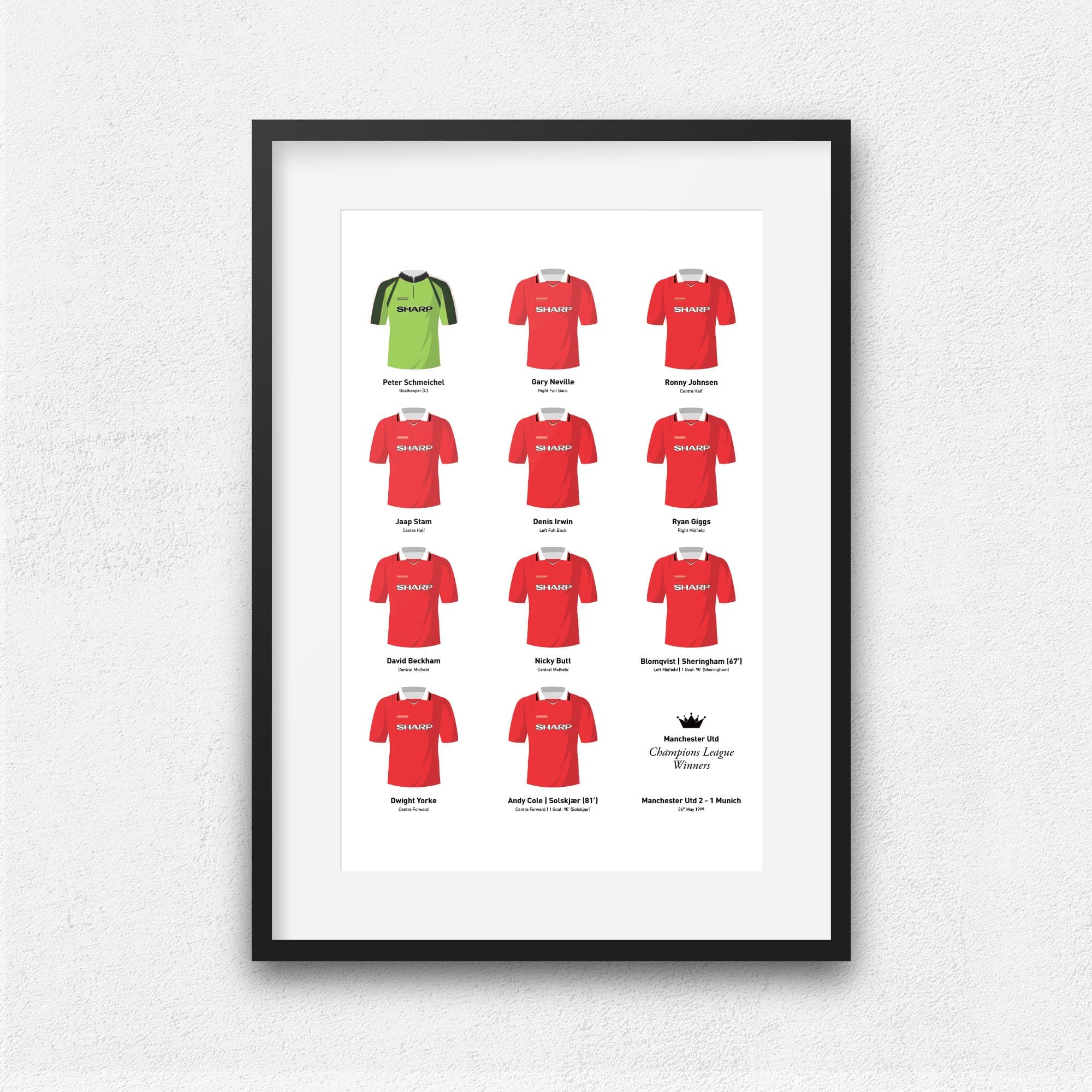 Manchester Utd 1999 European Champions Football Team Print Good Team On Paper