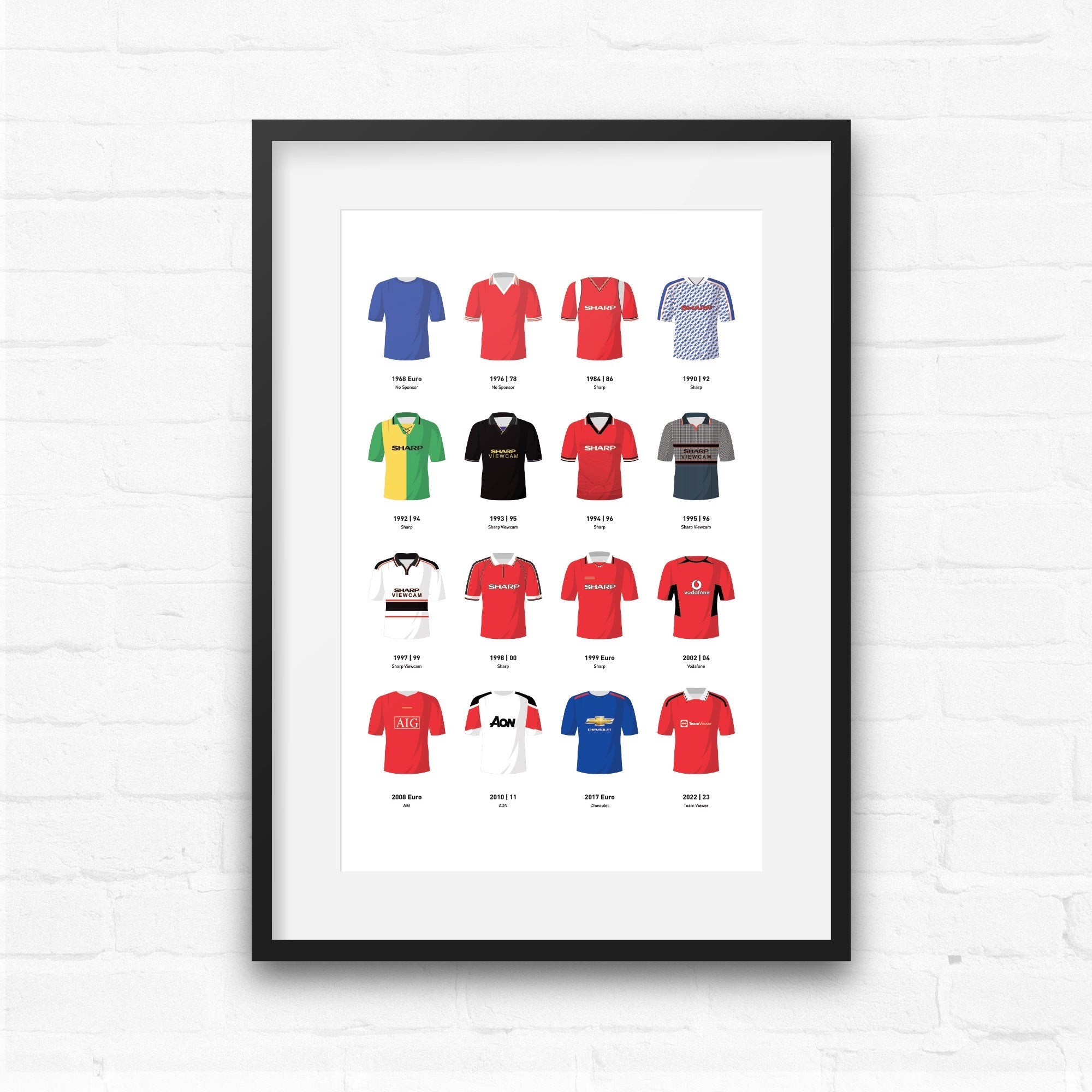 Manchester Utd Classic Kits Football Team Print Gift