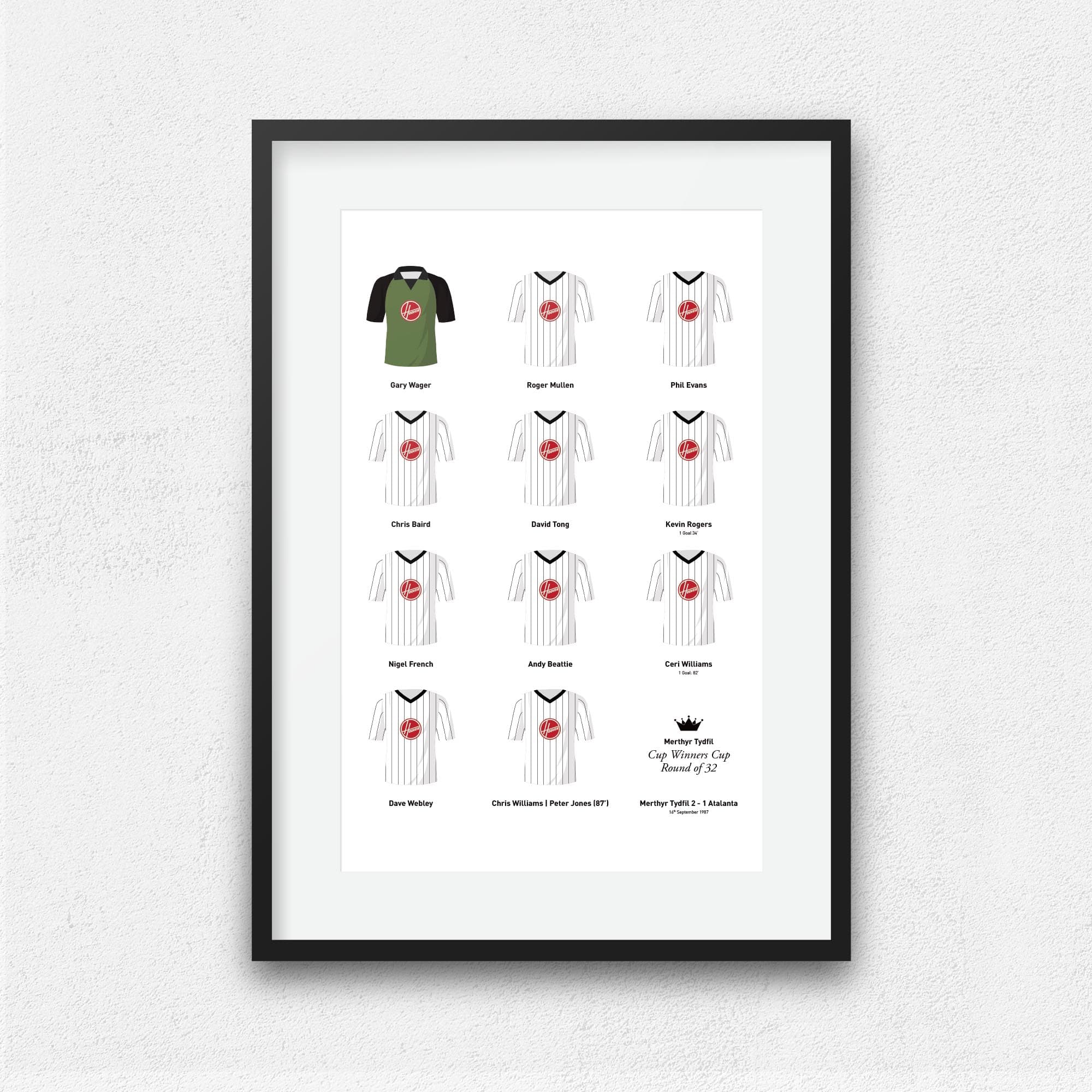 Merthyr Tydfil 1987 Cup Winners Cup Round of 32 Football Team Print Good Team On Paper