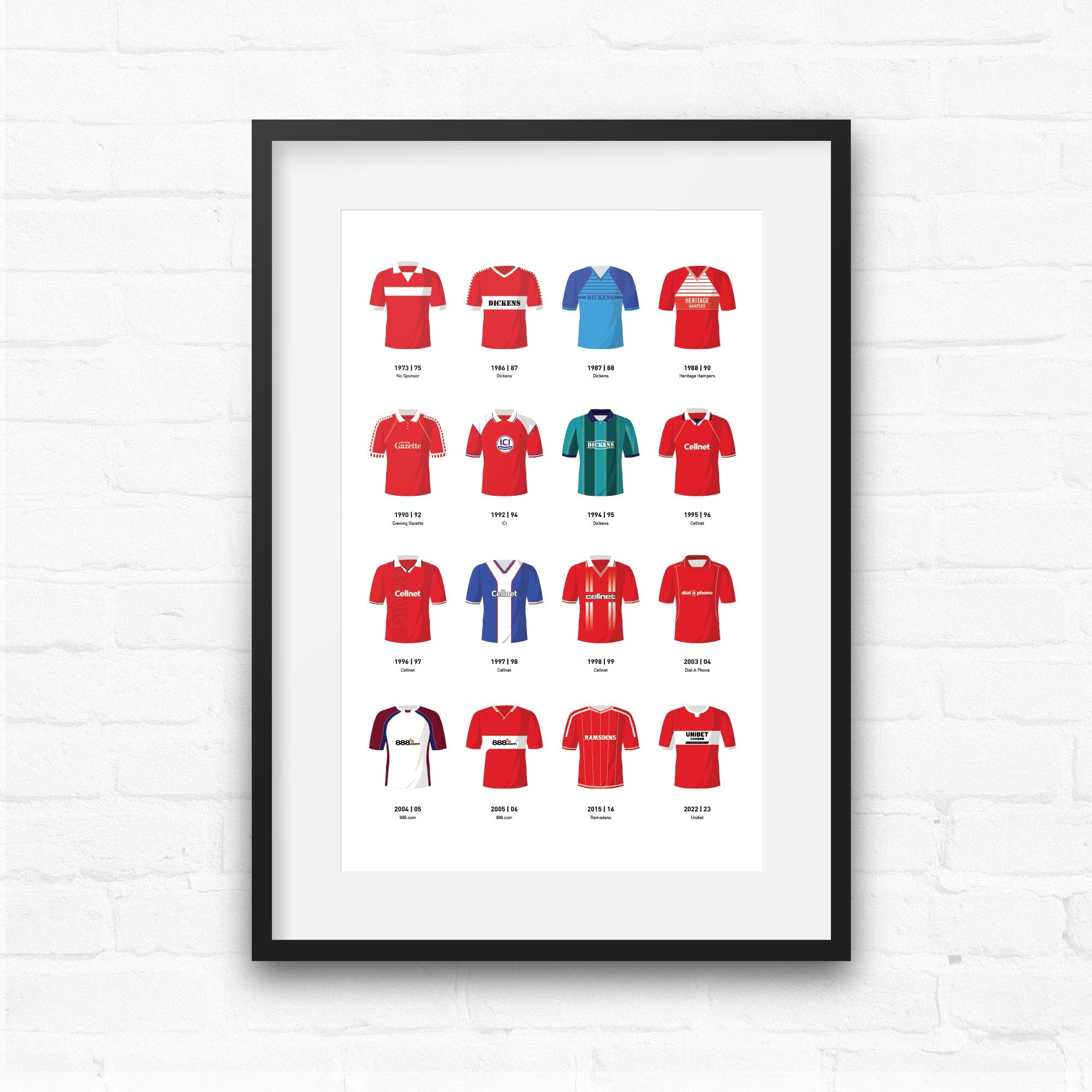 Middlesbrough Classic Kits Football Team Print Good Team On Paper