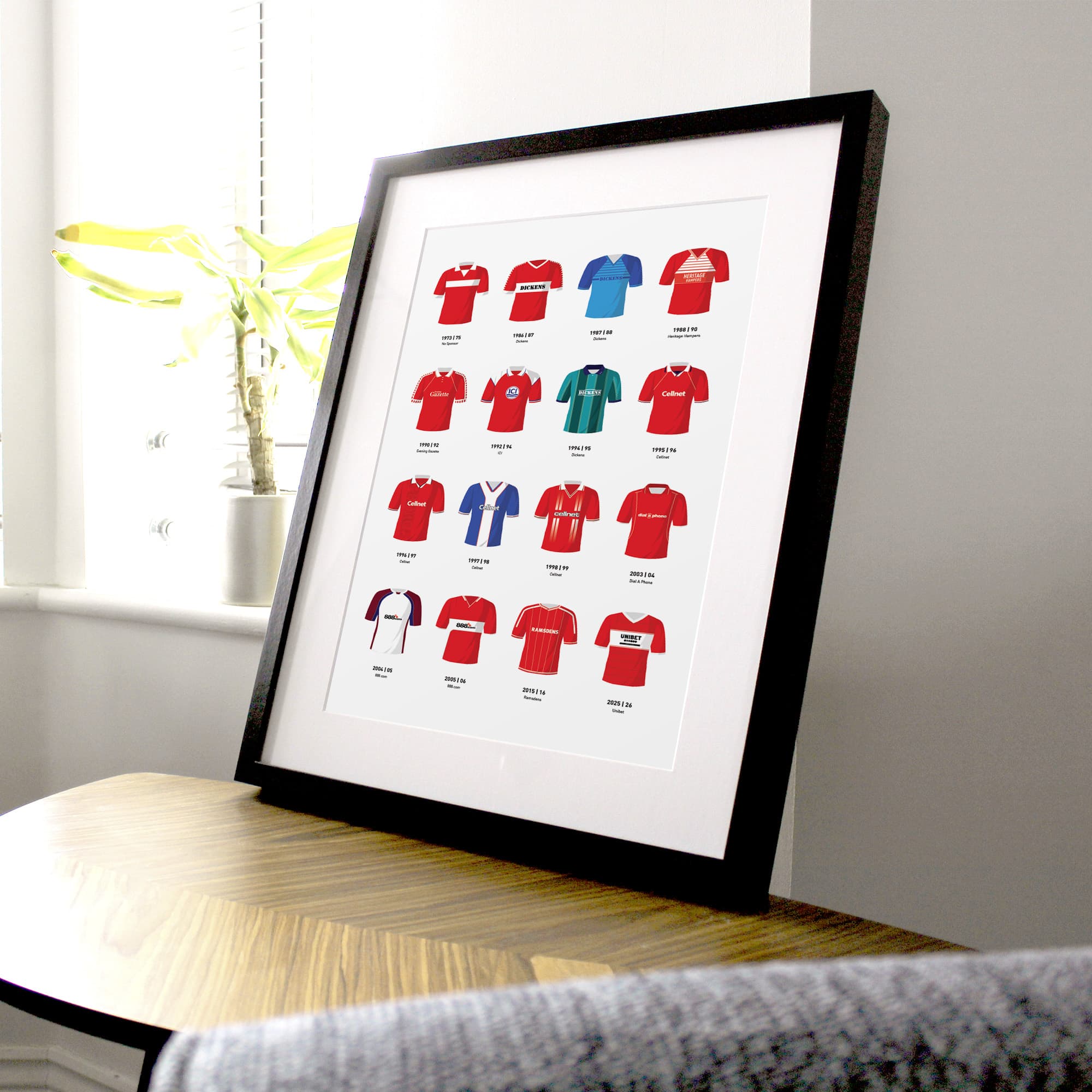 Middlesbrough Classic Kits Football Team Print