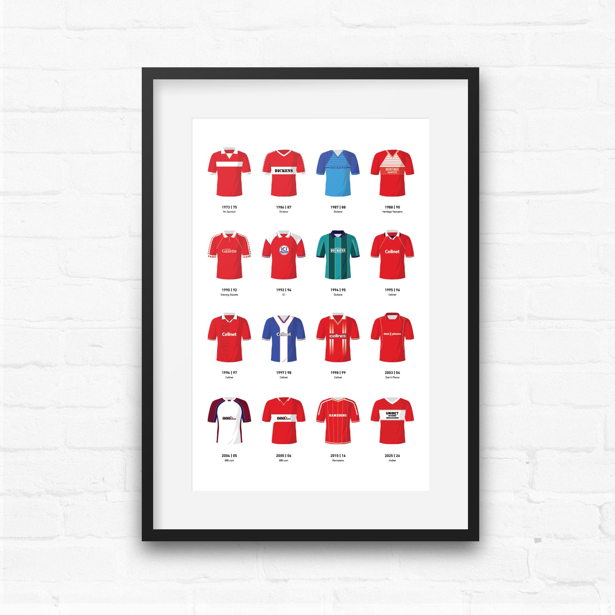 Middlesbrough Classic Kits Football Team Print