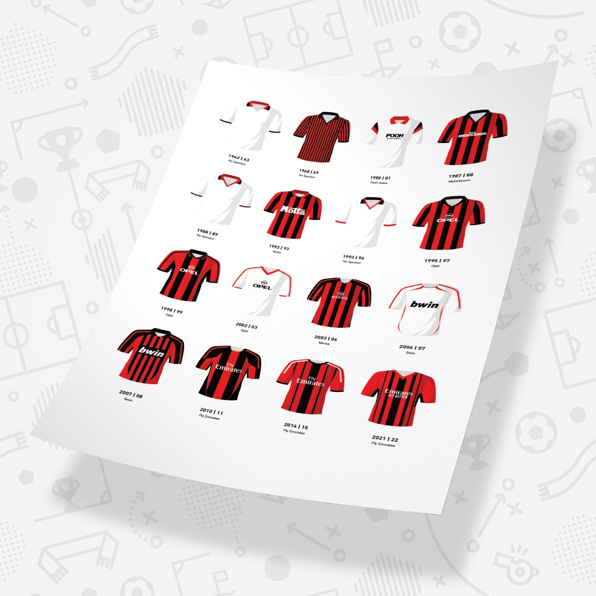 Milan Classic Kits Football Team Print Good Team On Paper