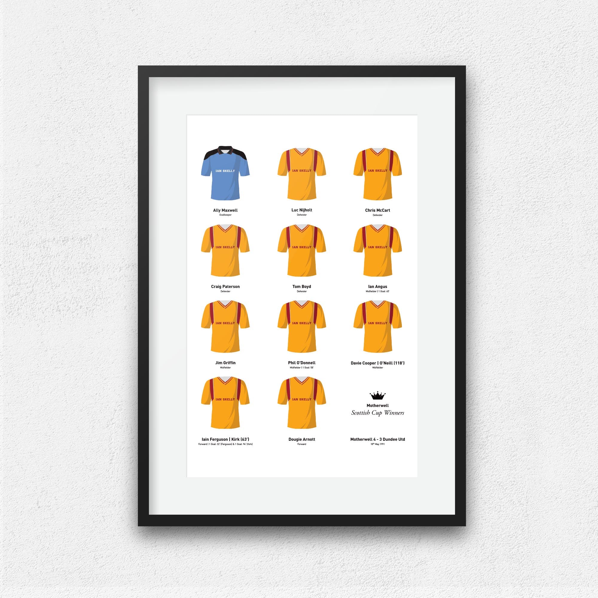 Motherwell 1991 Scottish Cup Winners Football Team Print Good Team On Paper