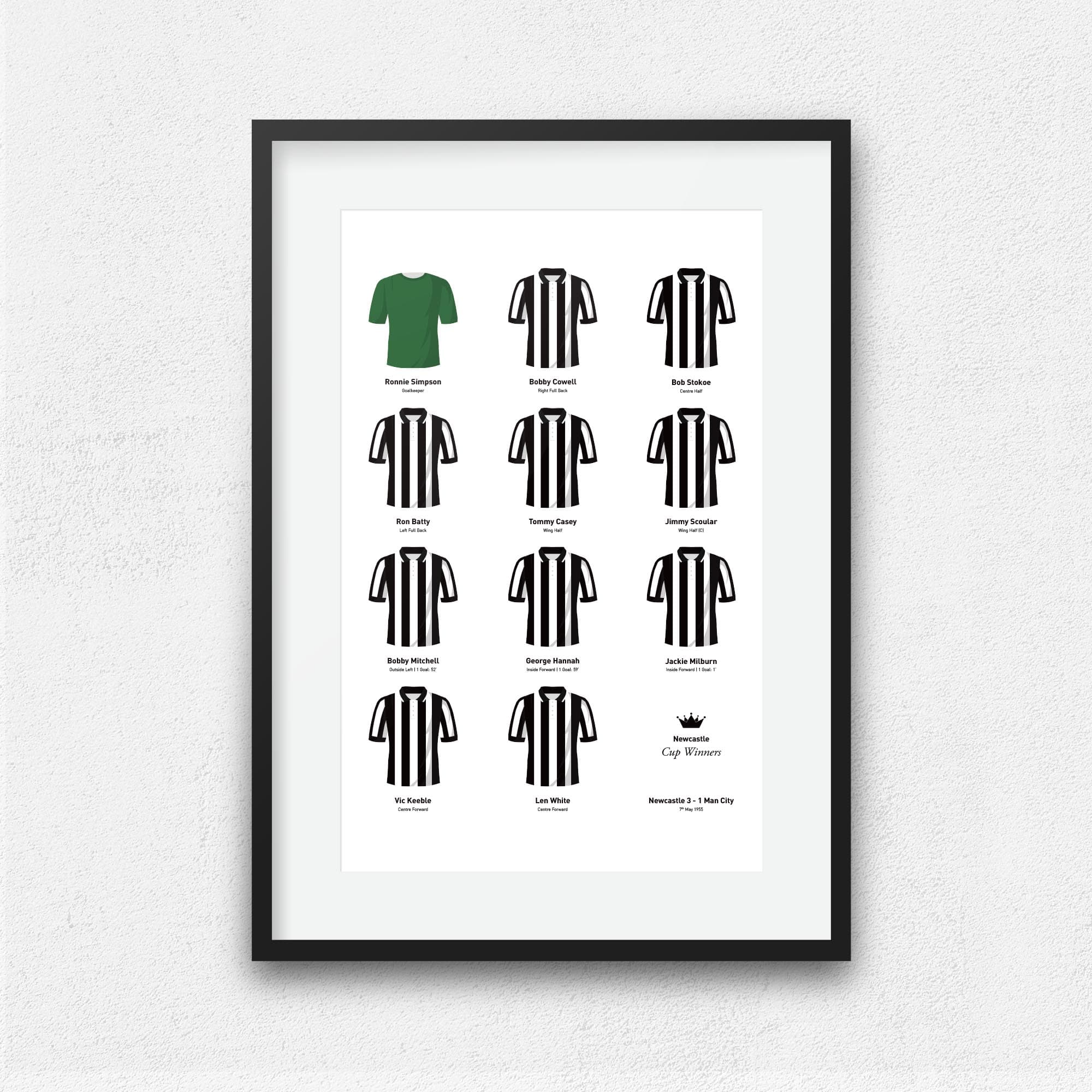 Newcastle 1955 Cup Winners Football Team Print Good Team On Paper